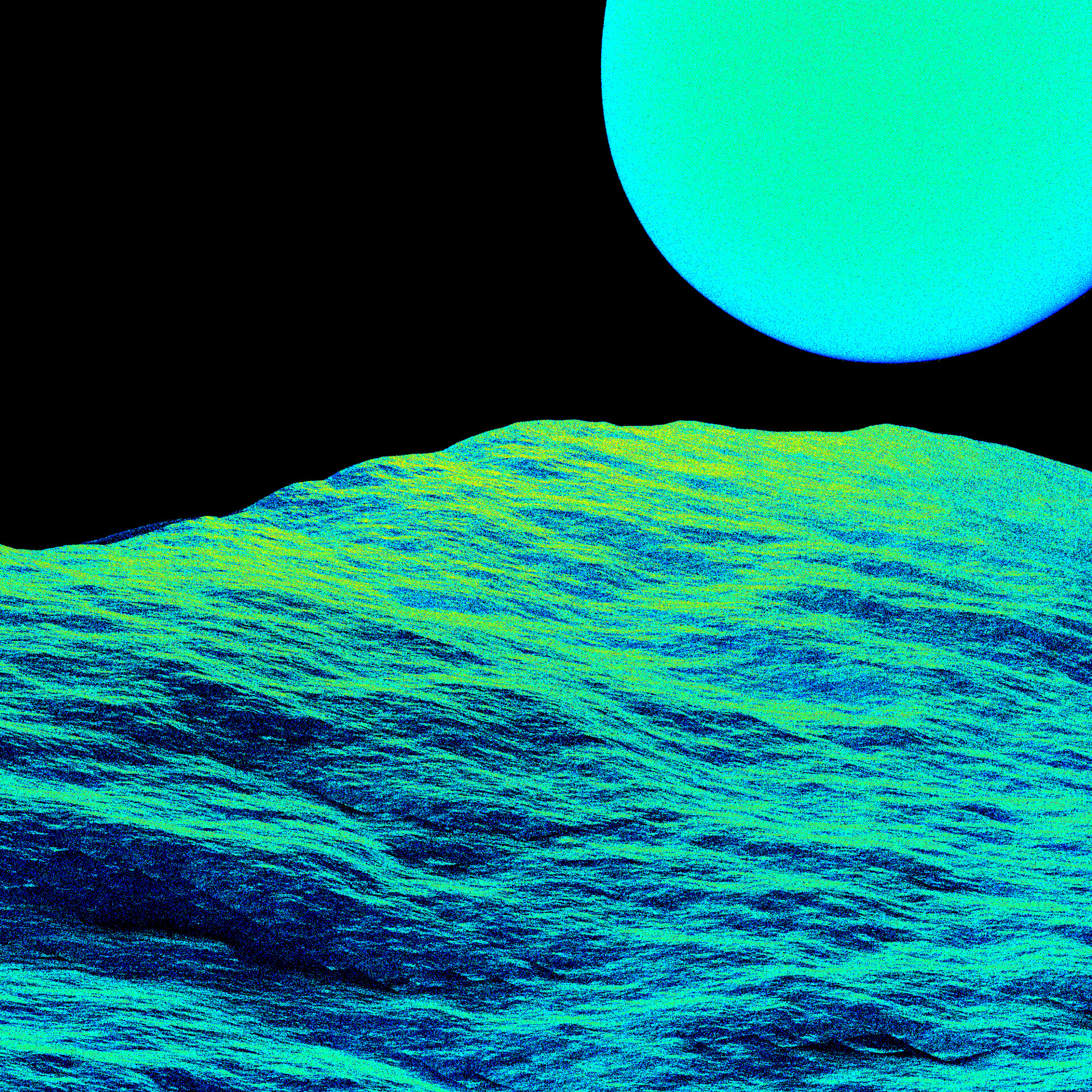 Electric blue alien landscape under neon light, artwork #1 from Tides of Neon Silence