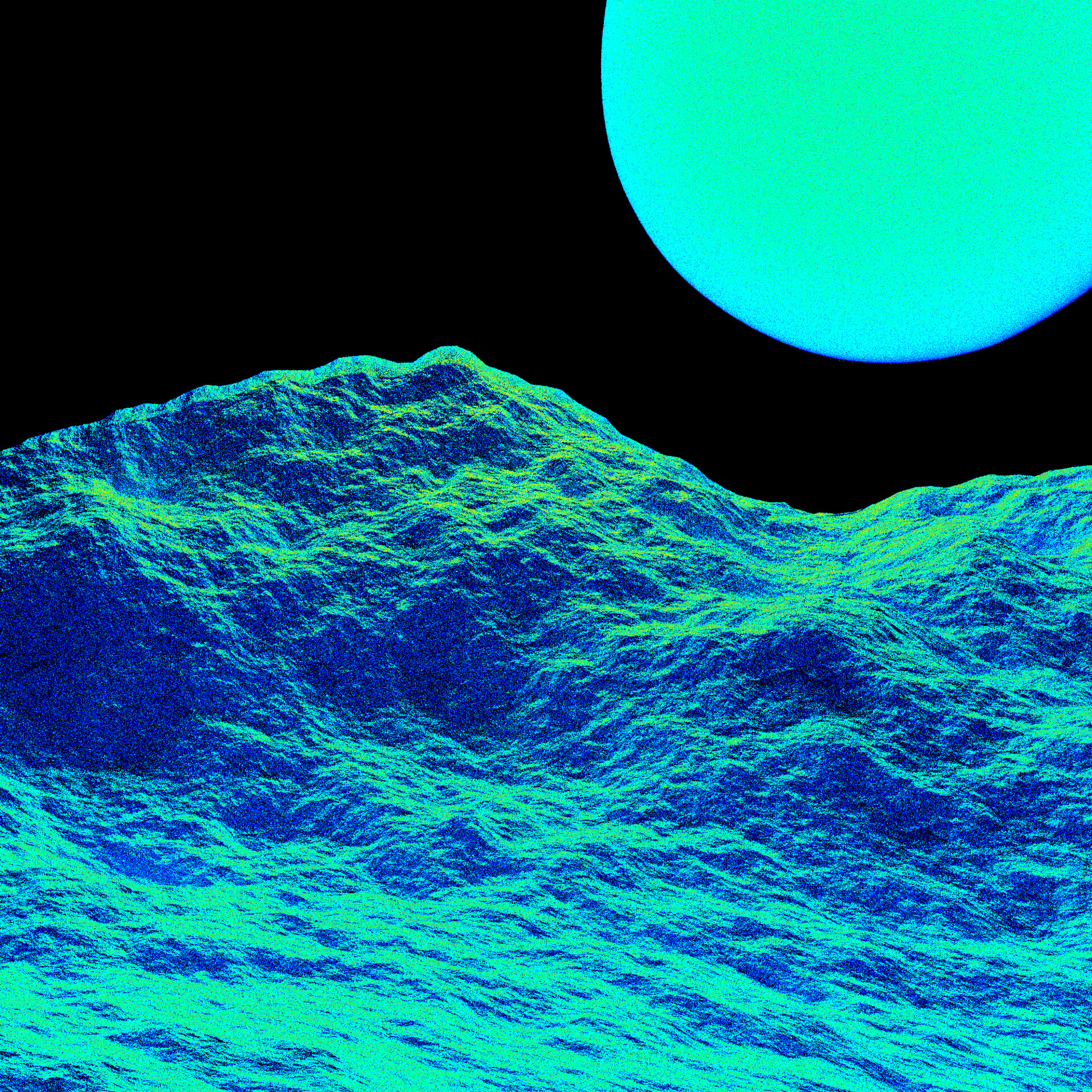 Electric blue alien landscape under neon light, artwork #2 from Tides of Neon Silence