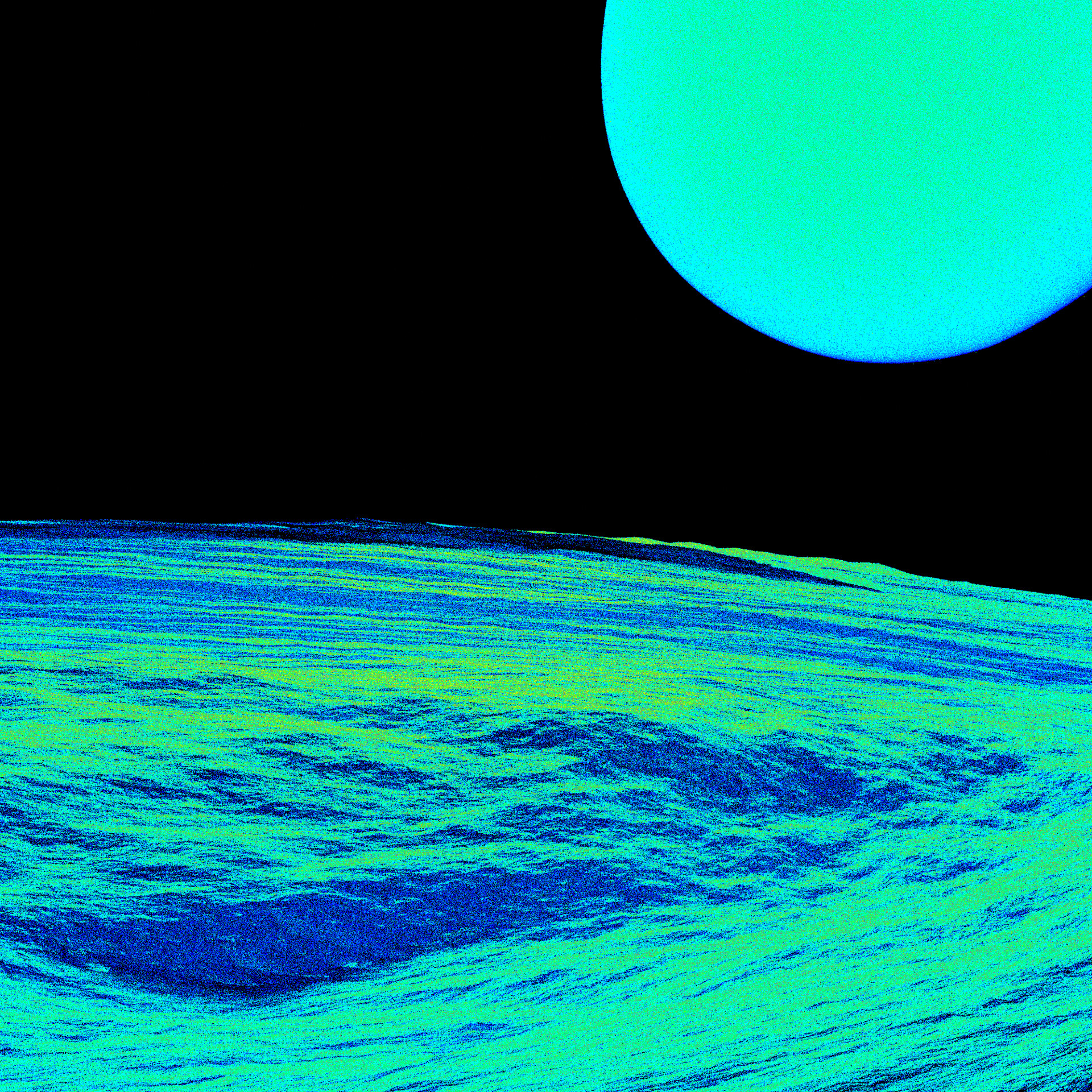 Electric blue alien landscape under neon light, artwork #3 from Tides of Neon Silence