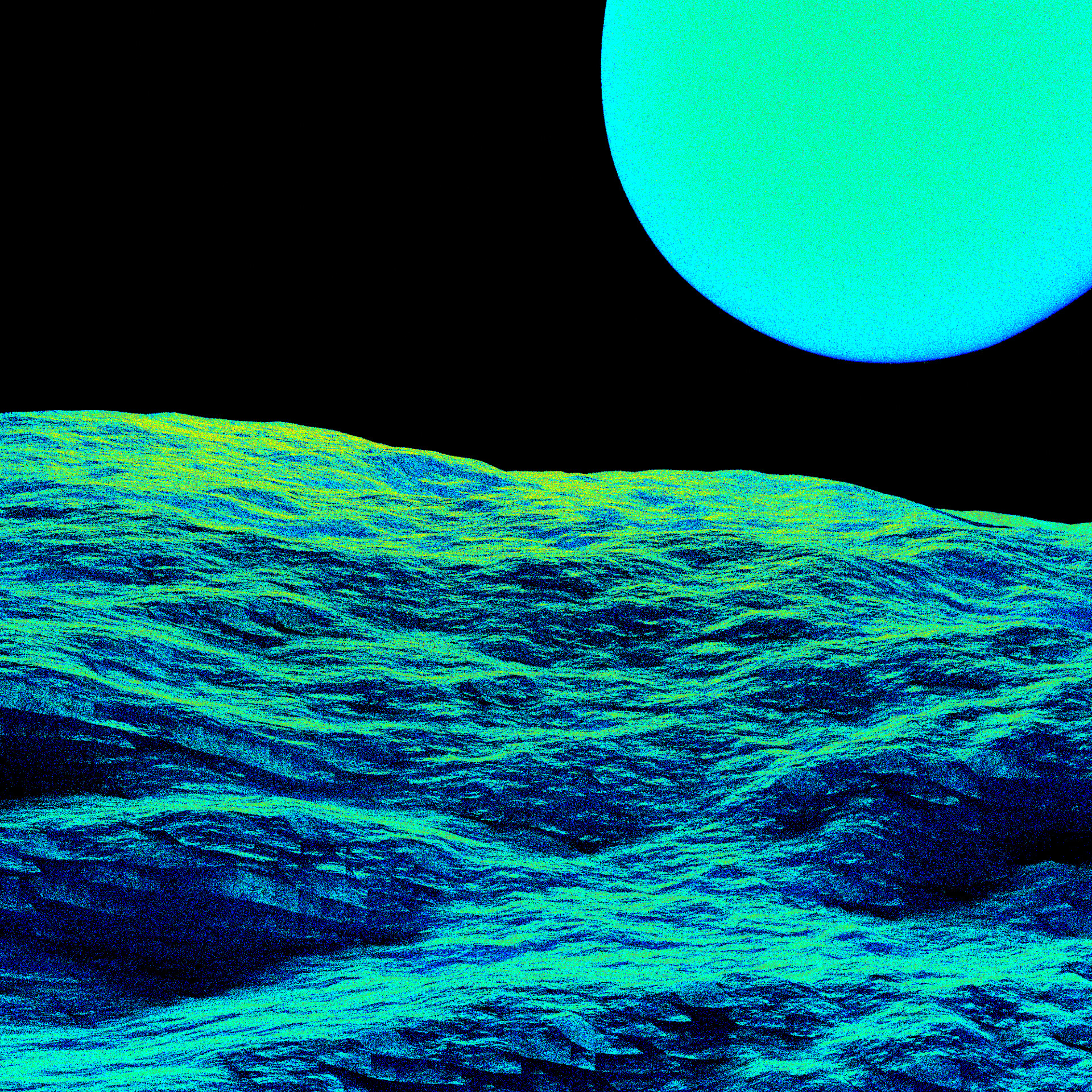 Electric blue alien landscape under neon light, artwork #4 from Tides of Neon Silence