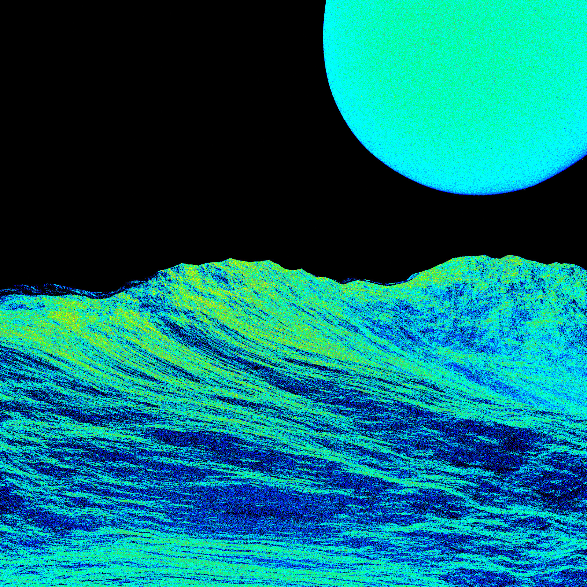 Electric blue alien landscape under neon light, artwork #5 from Tides of Neon Silence