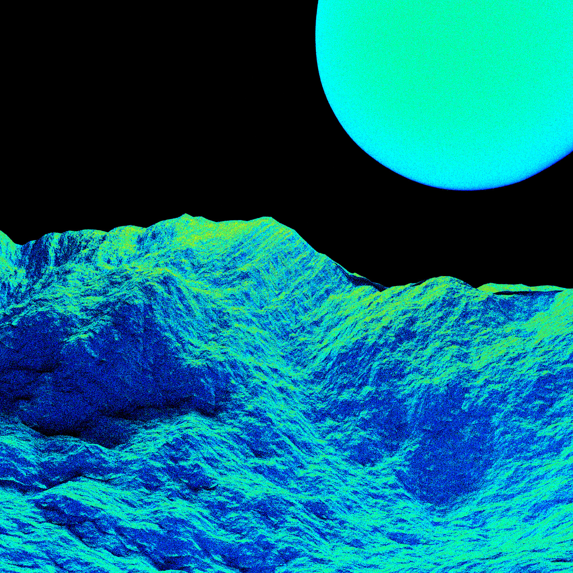 Electric blue alien landscape under neon light, artwork #6 from Tides of Neon Silence