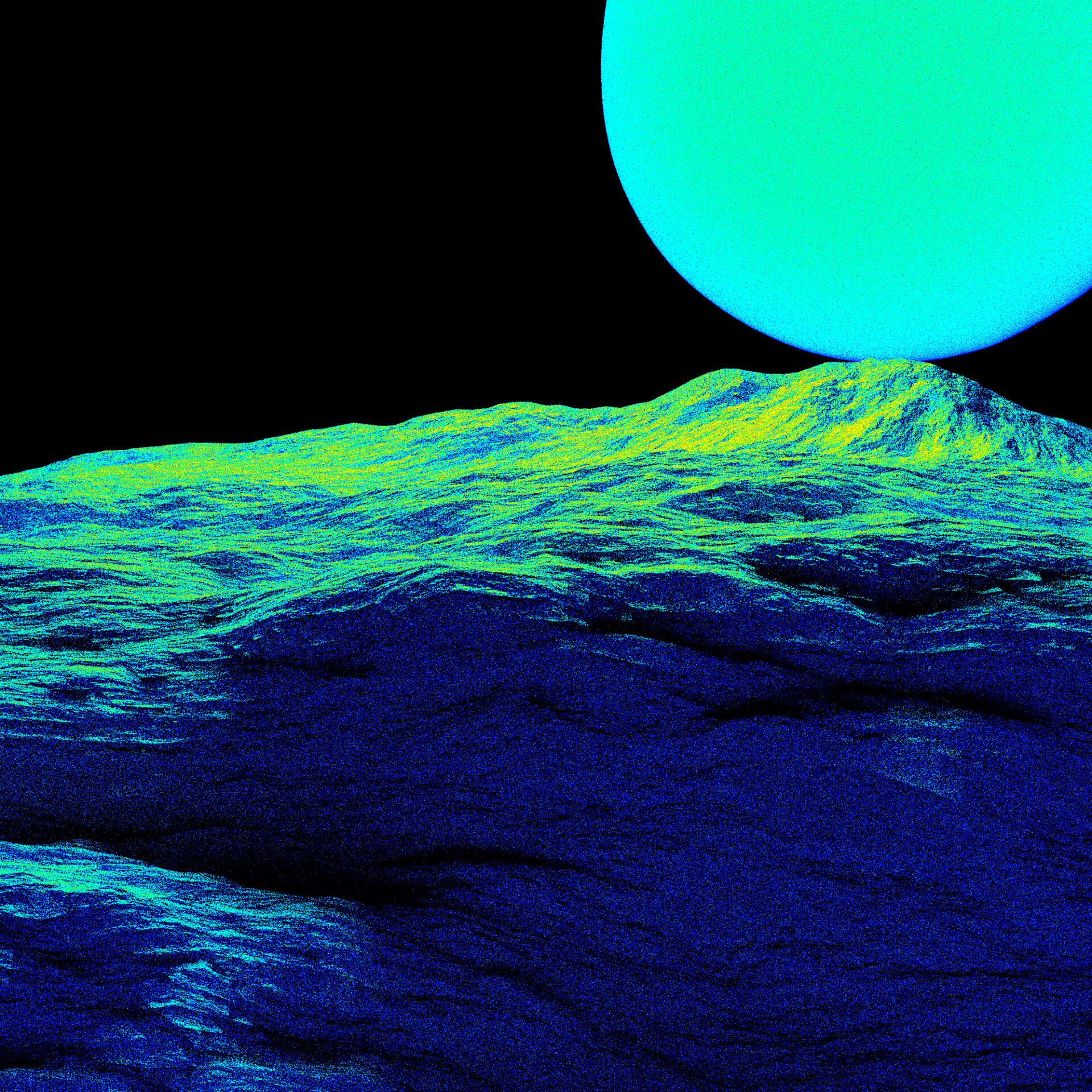 Electric blue alien landscape under neon light, artwork #8 from Tides of Neon Silence