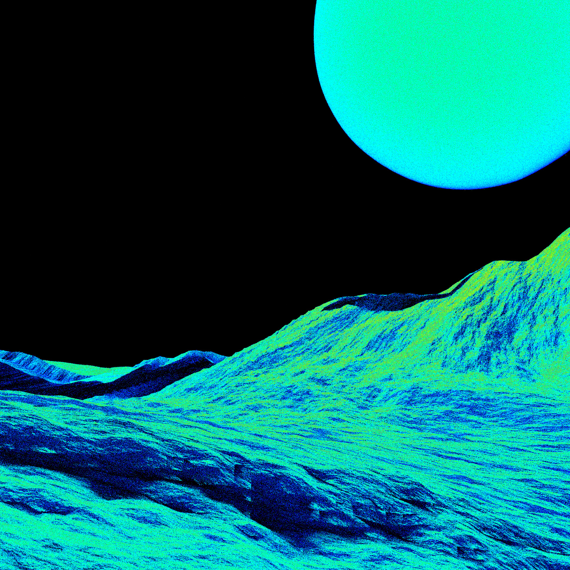 Electric blue alien landscape under neon light, artwork #9 from Tides of Neon Silence