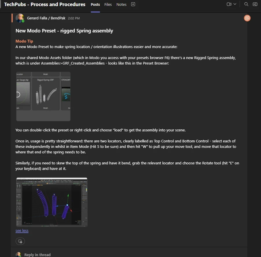 Me sharing presets I make with my team