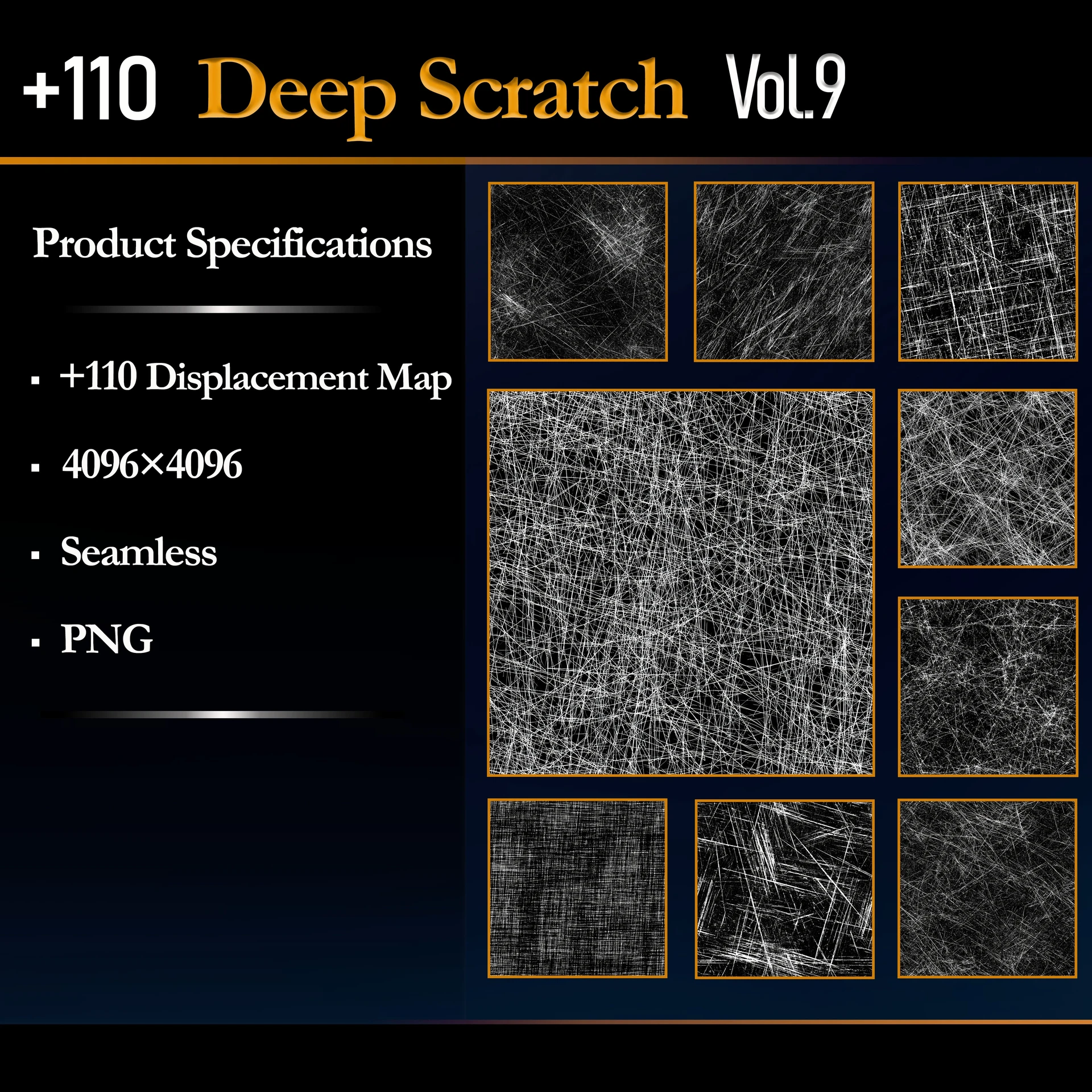 ArtStation - +110 Deep Scratch Displacement Map - vol.9
