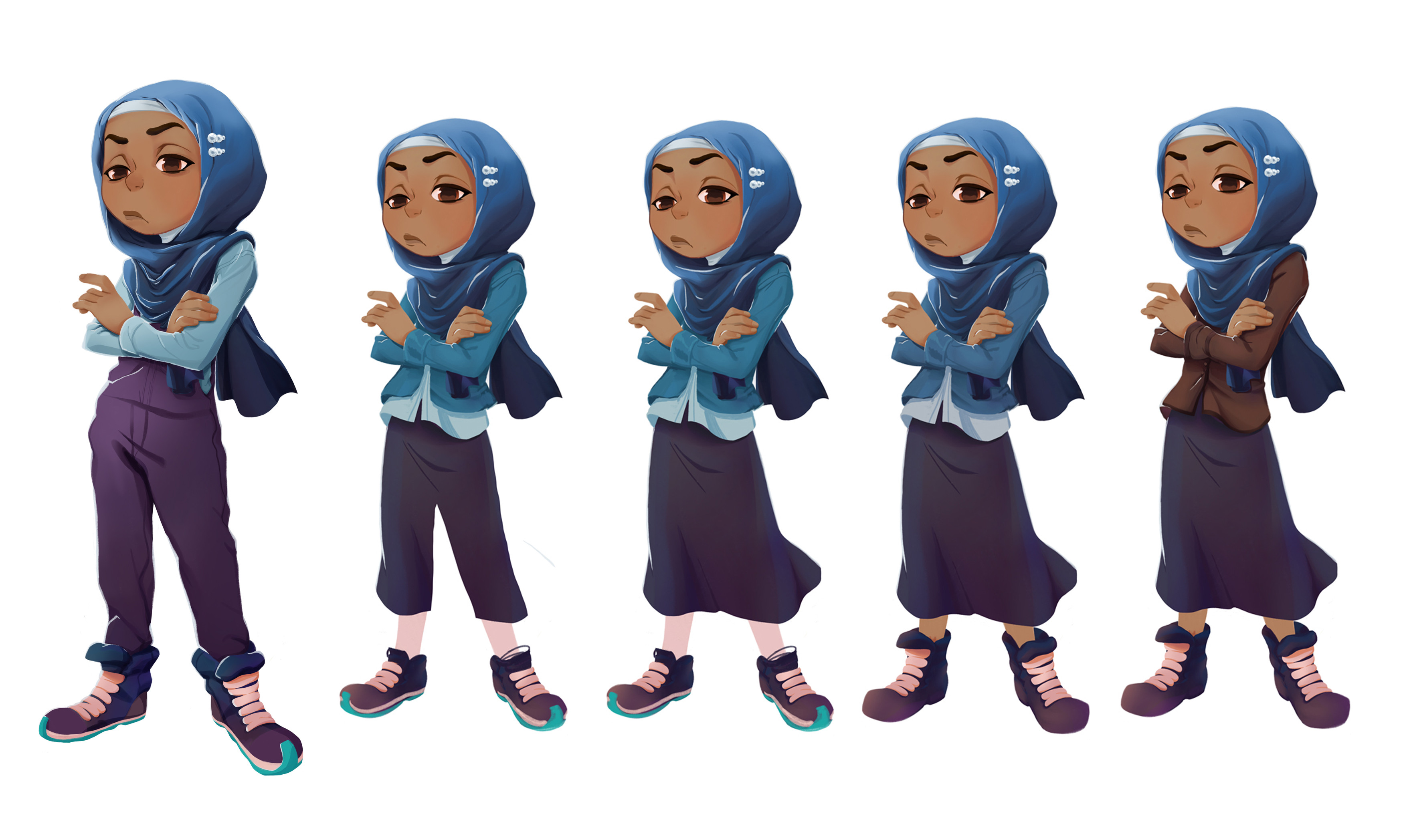 Zoey's style design choices before we finalized with the left look.