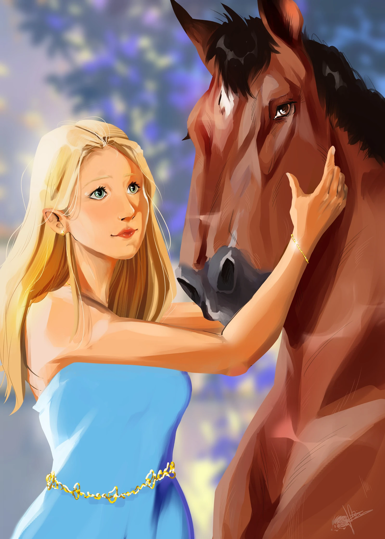 Portrait of a girl with her horse