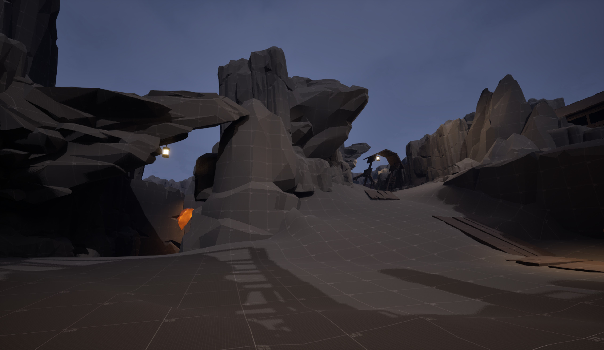 Path on the left towards the Quarry. Right path towards Minecart Depot