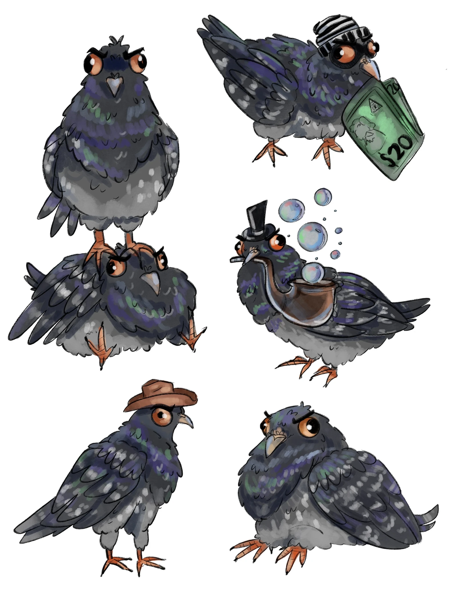 Concept of funny pigeons