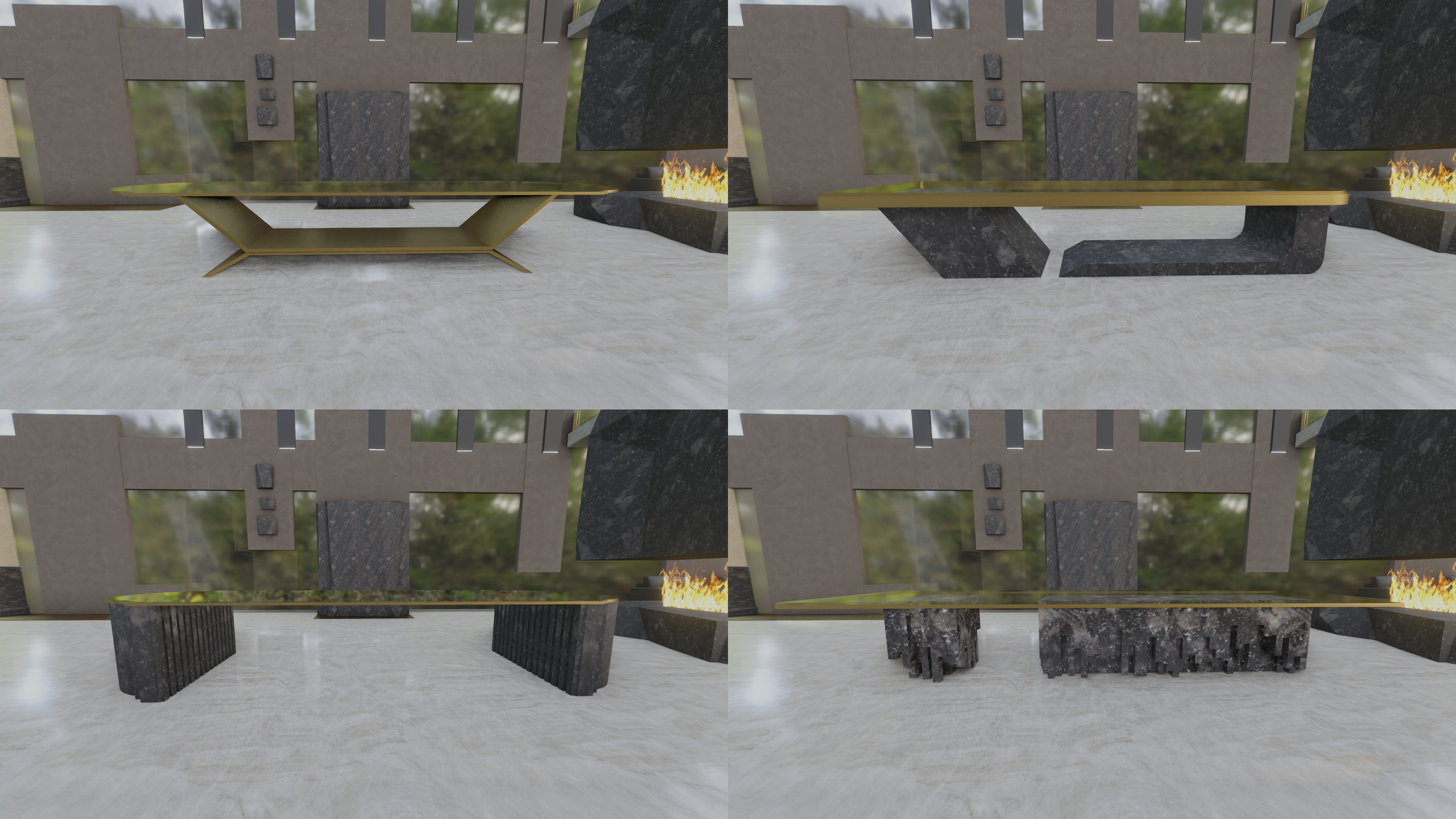 Some of the options given as table designs on a WIP room