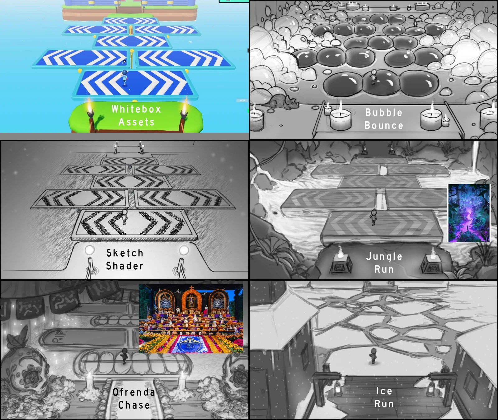 Initial Concepts based over the whitebox assets. 