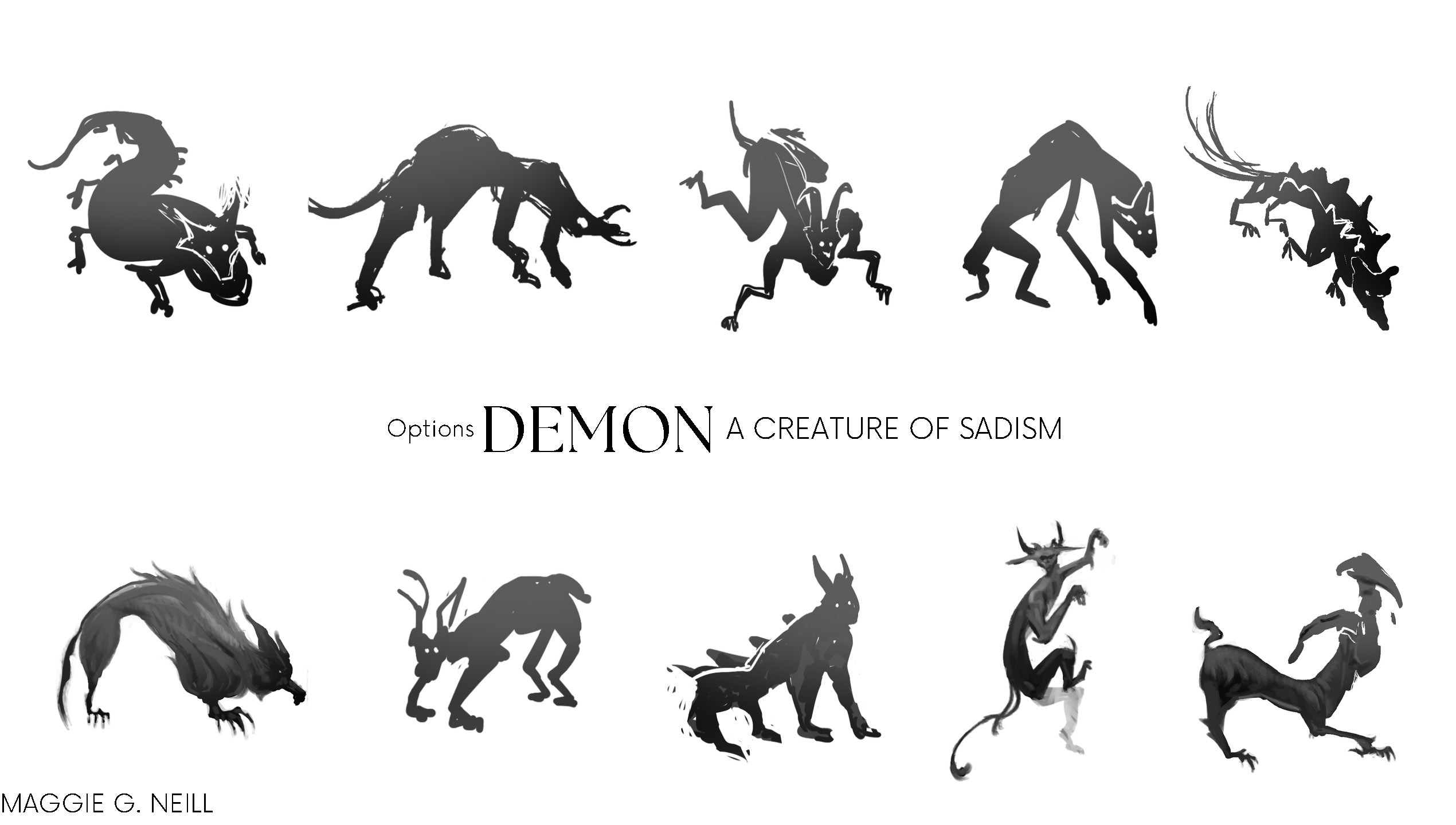 I found myself drawn to those funny medieval manuscript drawings of various creatures when ideating a demon.