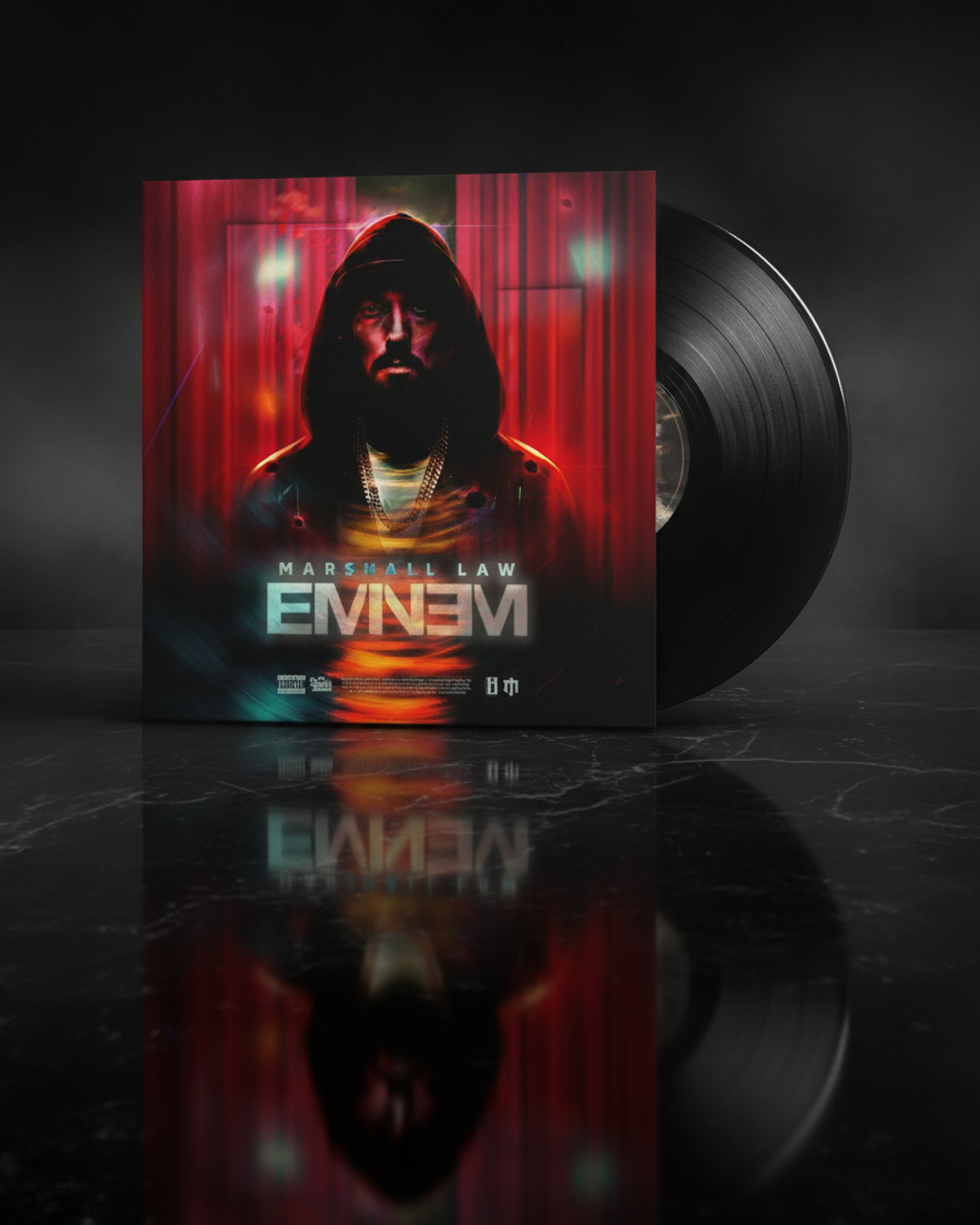 Collector’s edition vinyl concept featuring the full key art treatment with reflective lighting and cinematic shadows