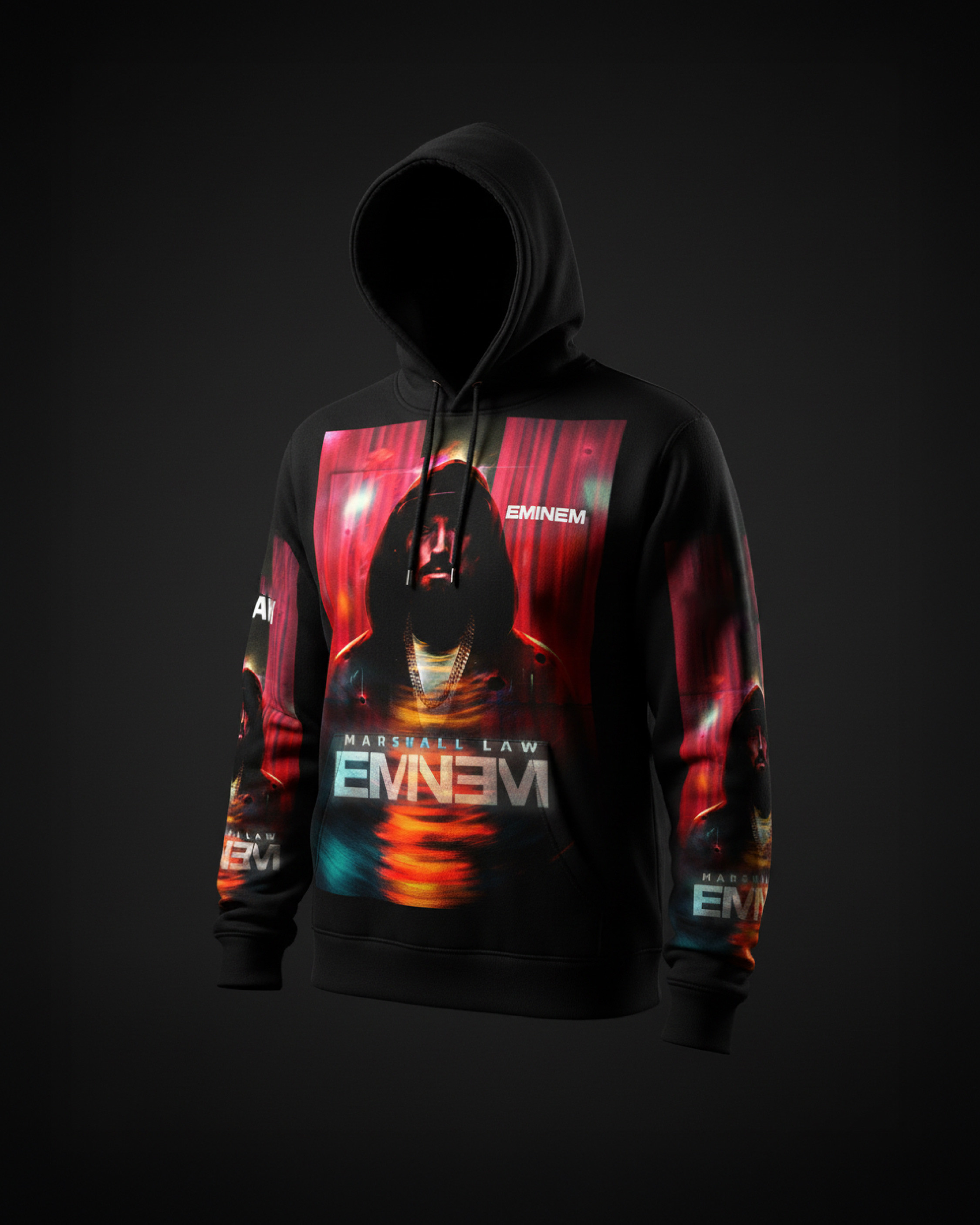 Key art adapted for apparel. Exploring full-body and sleeve graphics