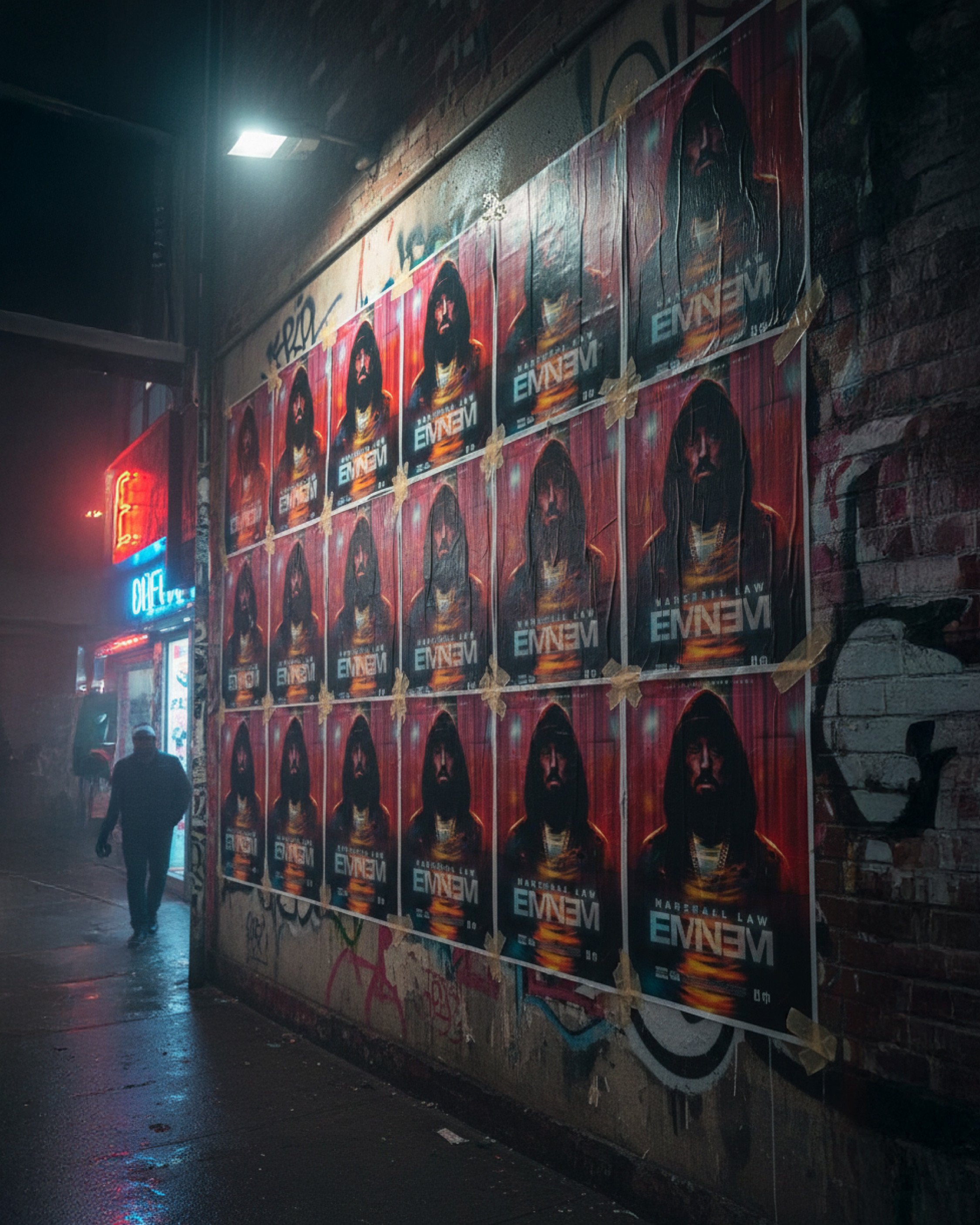 Urban OOH mockup showcasing the poster in a raw, gritty street environment