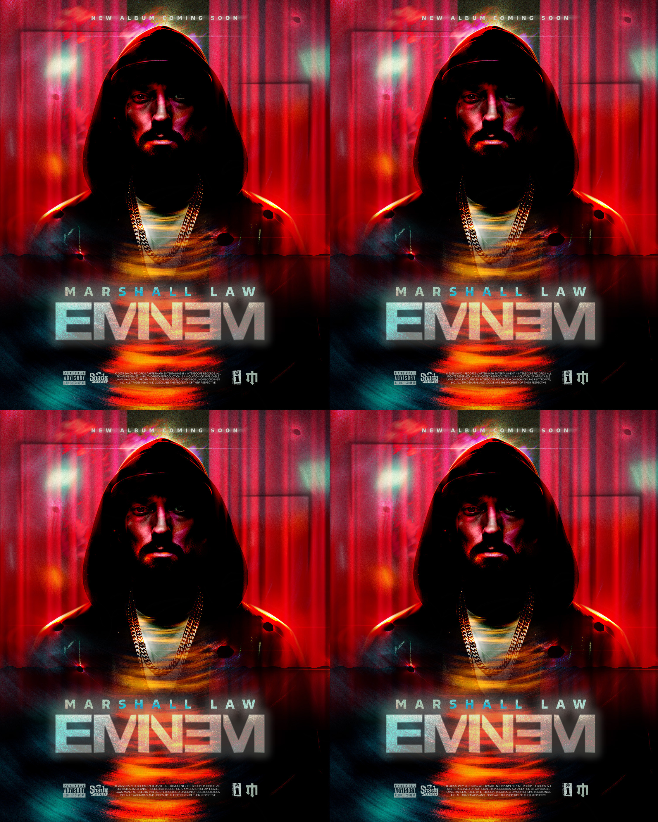 Collateral grid showing repeated poster placements for campaign reach and consistency