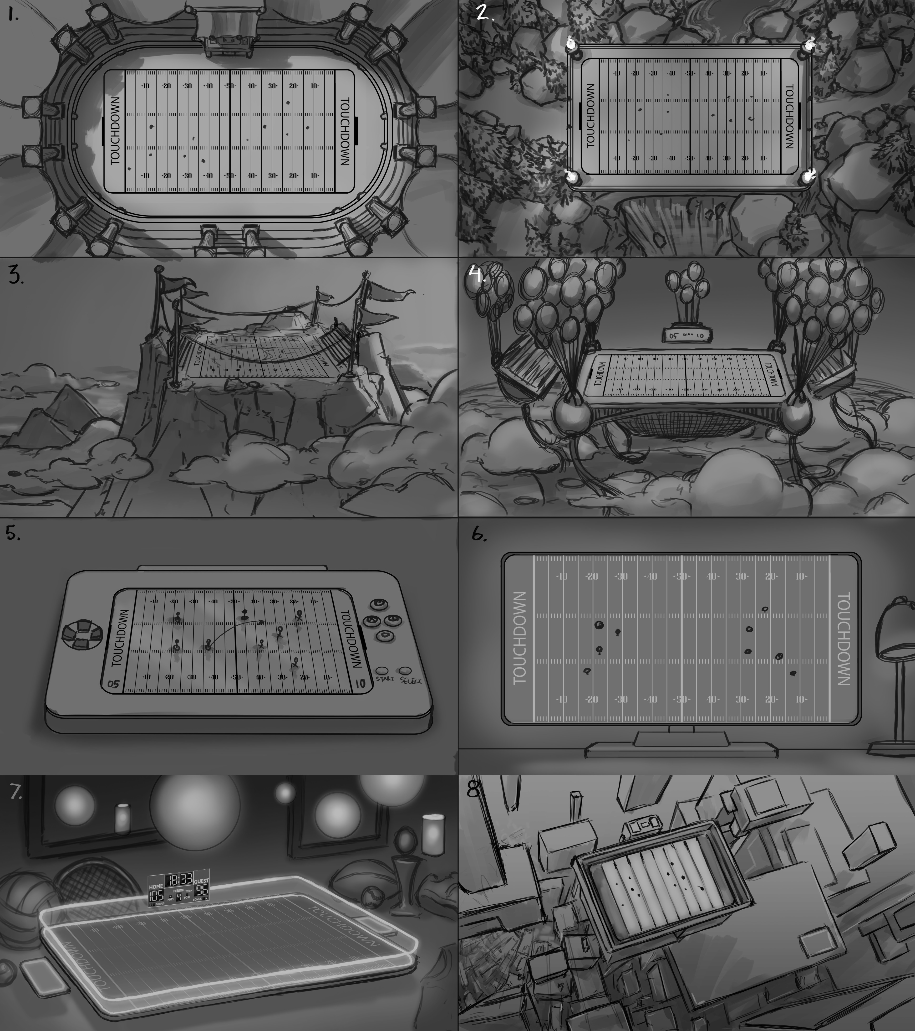 Initial concepts exploring different themes and big ideas. 