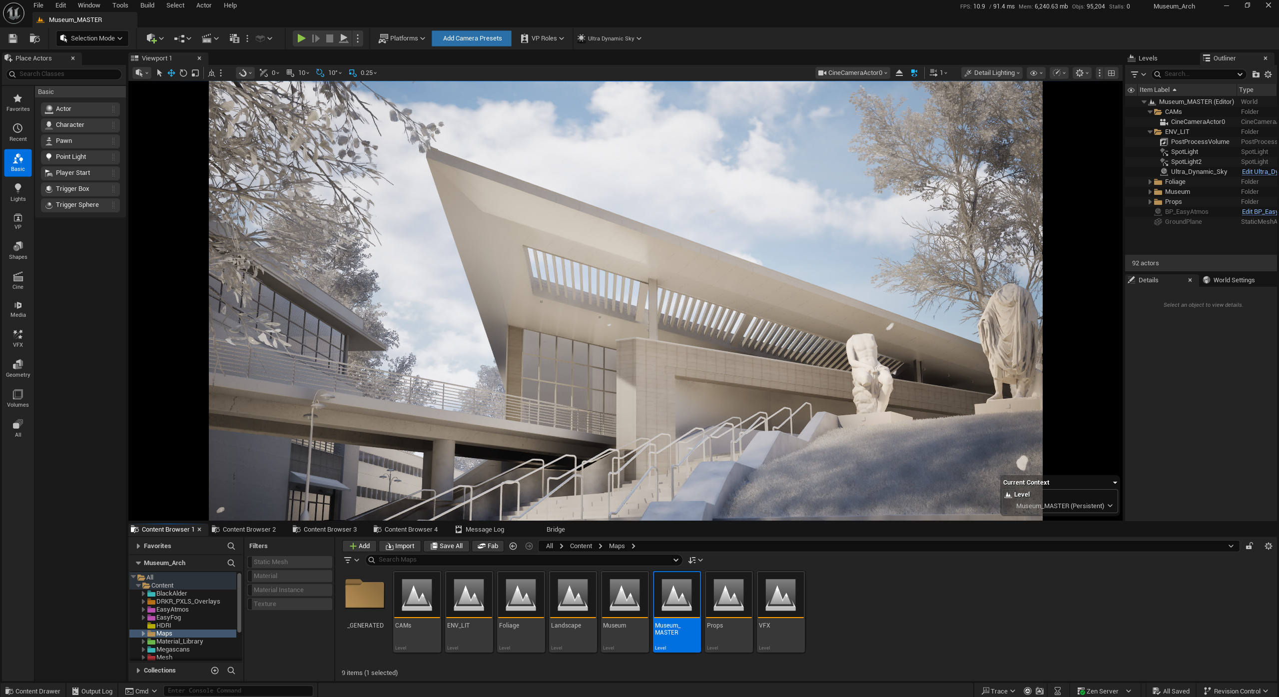 UE Editor View (Detailed Lighting)
