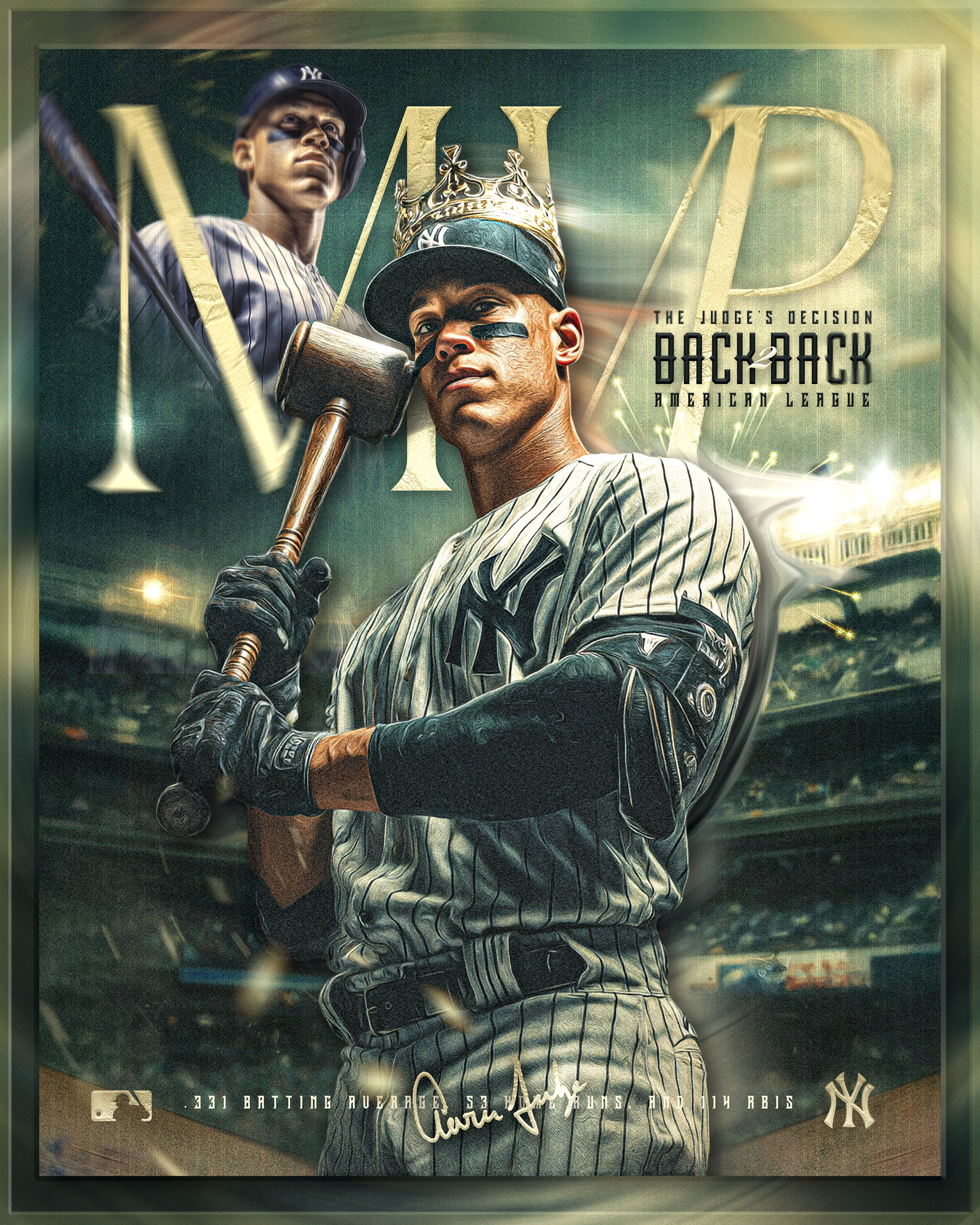 Aaron Judge MVP — Key visual + premium environmental mockups showcasing the hero artwork in real-world placements.
