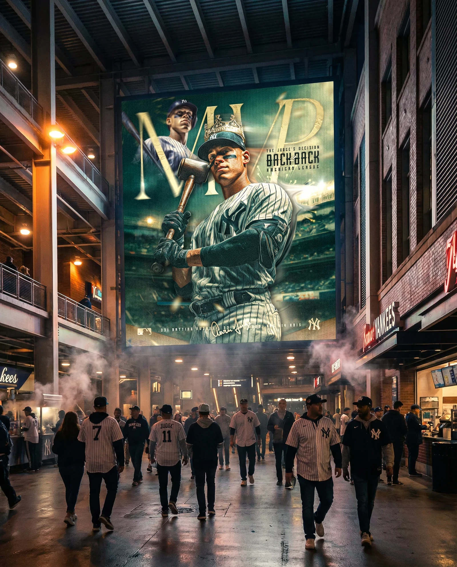 Aaron Judge MVP — Key visual + premium environmental mockups showcasing the hero artwork in real-world placements.