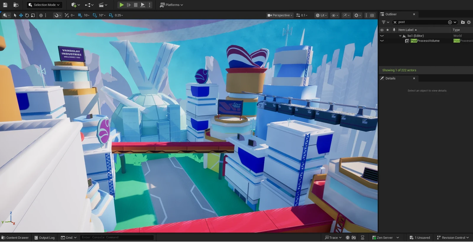 Viewport without post-processing or my cel shader.
