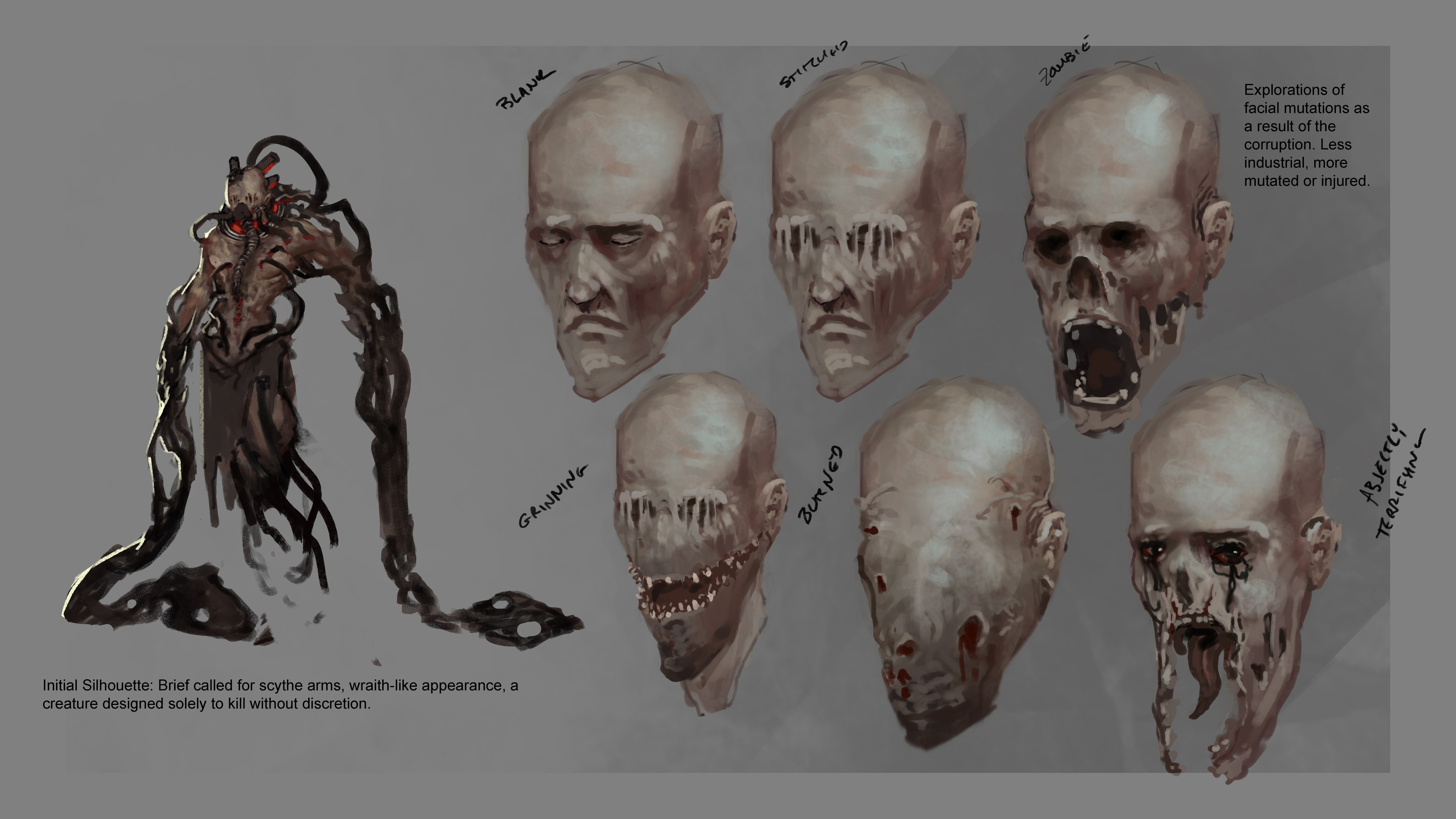 Initial sketch and explorations of the effects of mutation on the human body within. 
