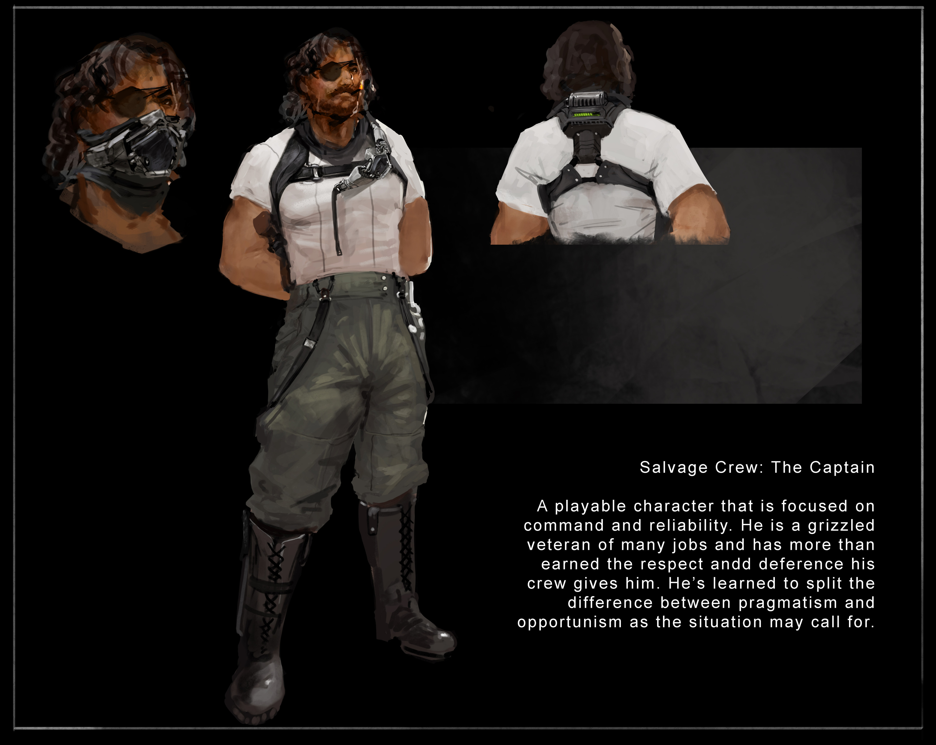 Final design featuring breakouts for harness structure and mask as it fits on the face.