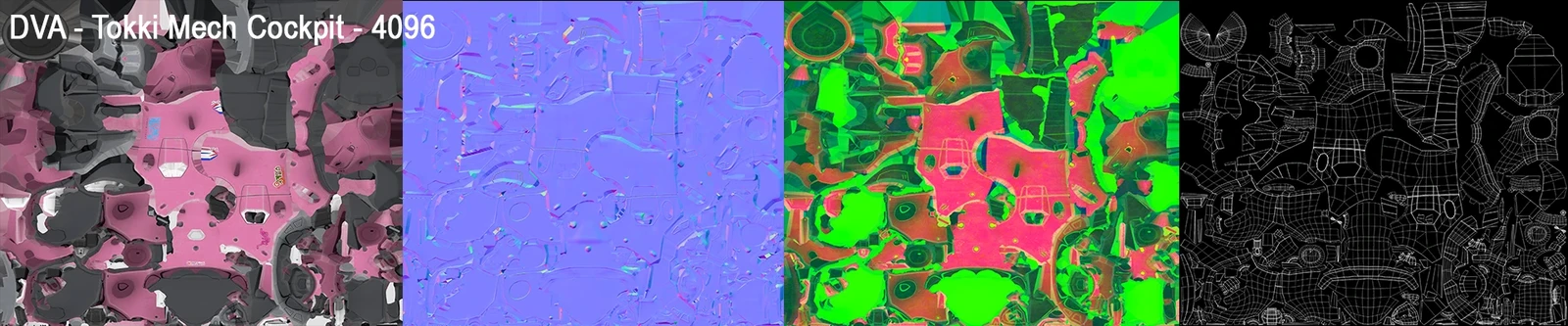 UV's - Base Colour, Normals, AO, Roughness, Metallic and UV maps. 