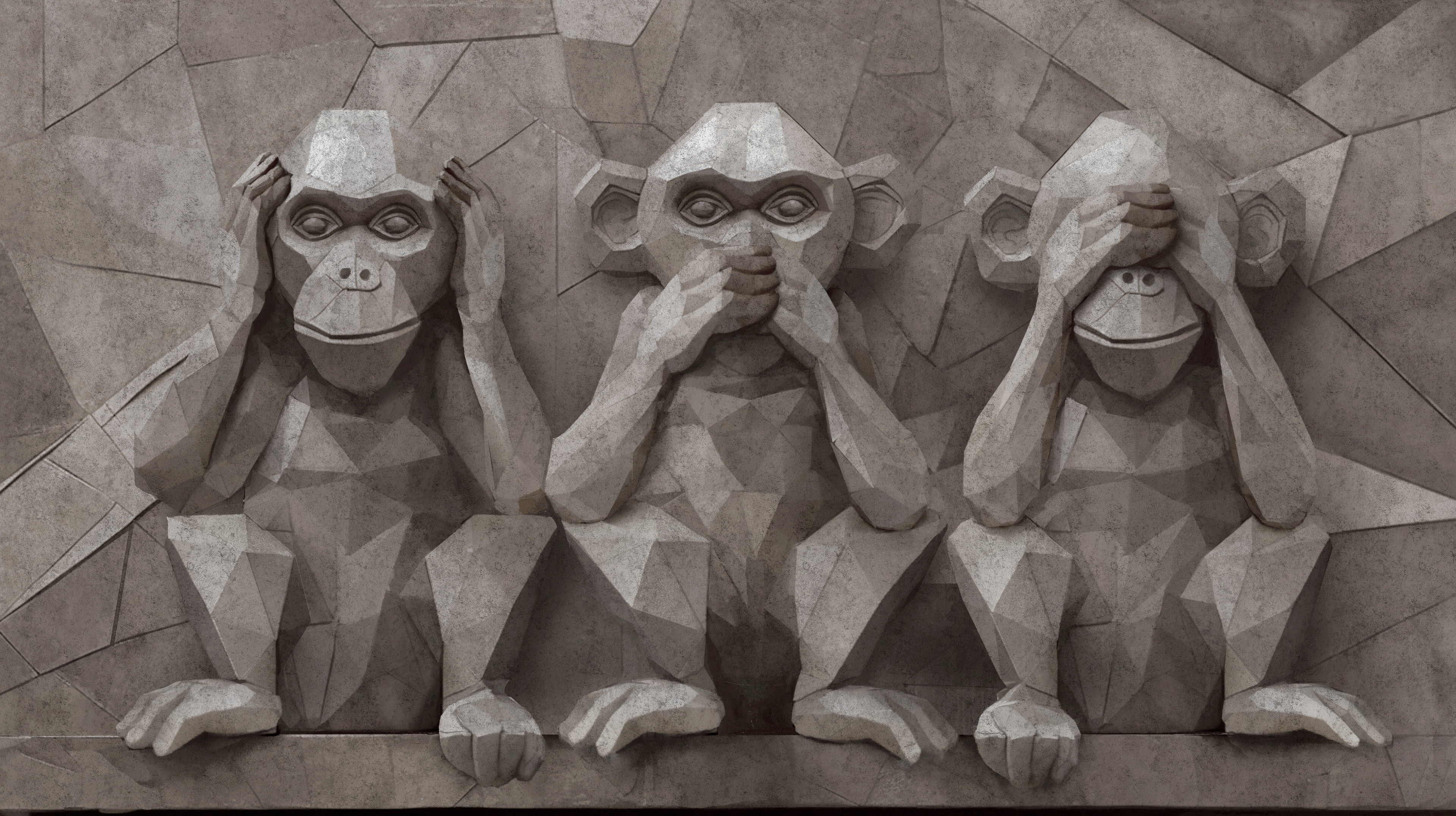 Monkeys Sculpture 2D Design