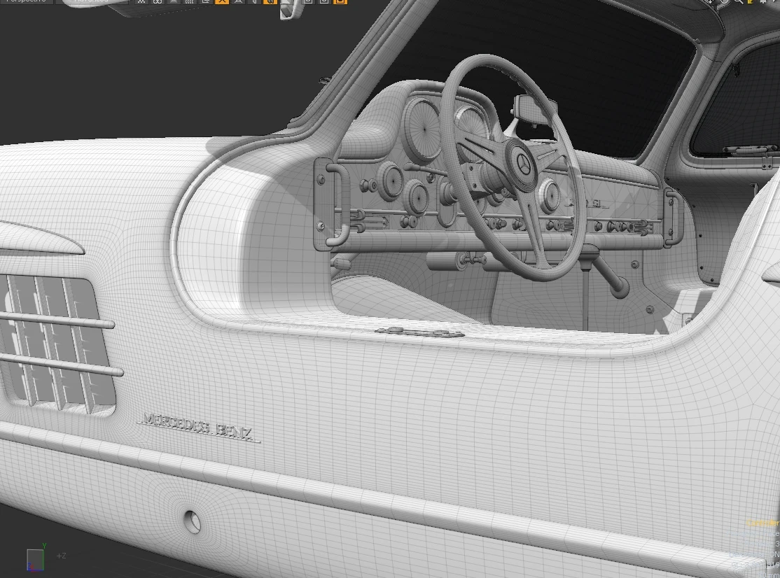 Finally completed fully rigging nice detail model of a '54 Mercedes 300SL Gullwing. Wheel rotate proportionally to movement, doors and boot rigged to open. 