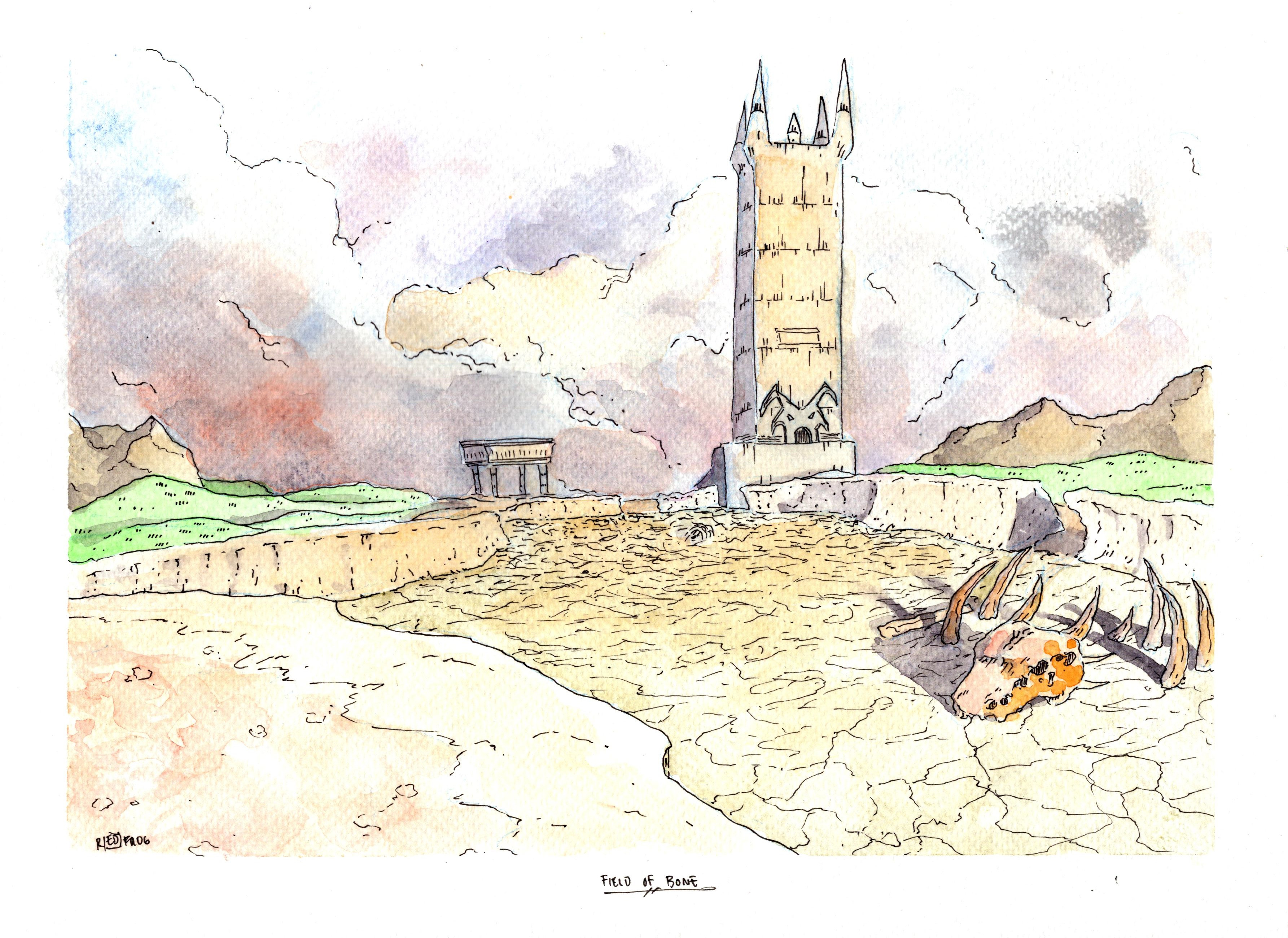 Gouache and ink on paper. 