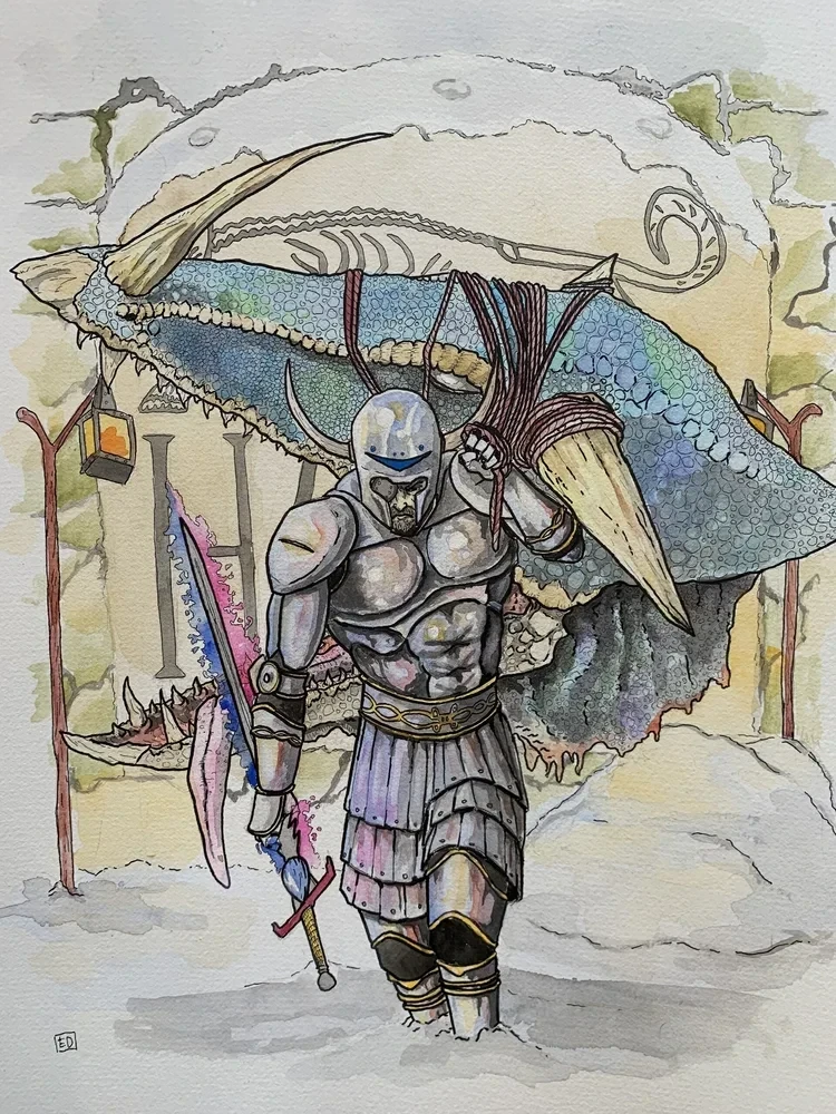 Gouache and ink on paper.