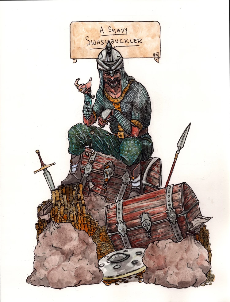 Watercolor and ink on paper. 