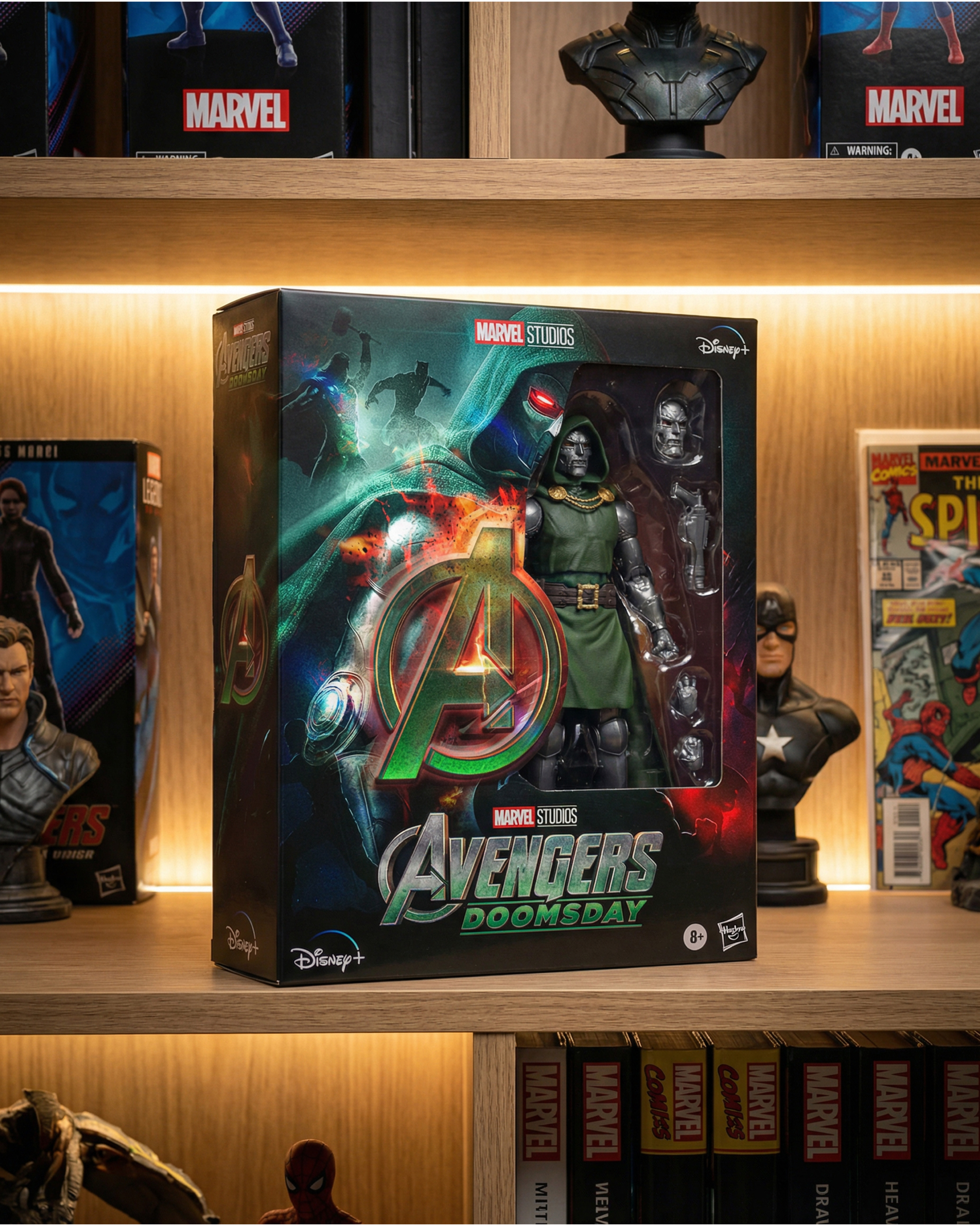 Collectible figure packaging concept for “Avengers: Doomsday” — fan-made key art applied to a retail box with a premium shelf presence. Designed to feel like official product packaging with cinematic branding energy.