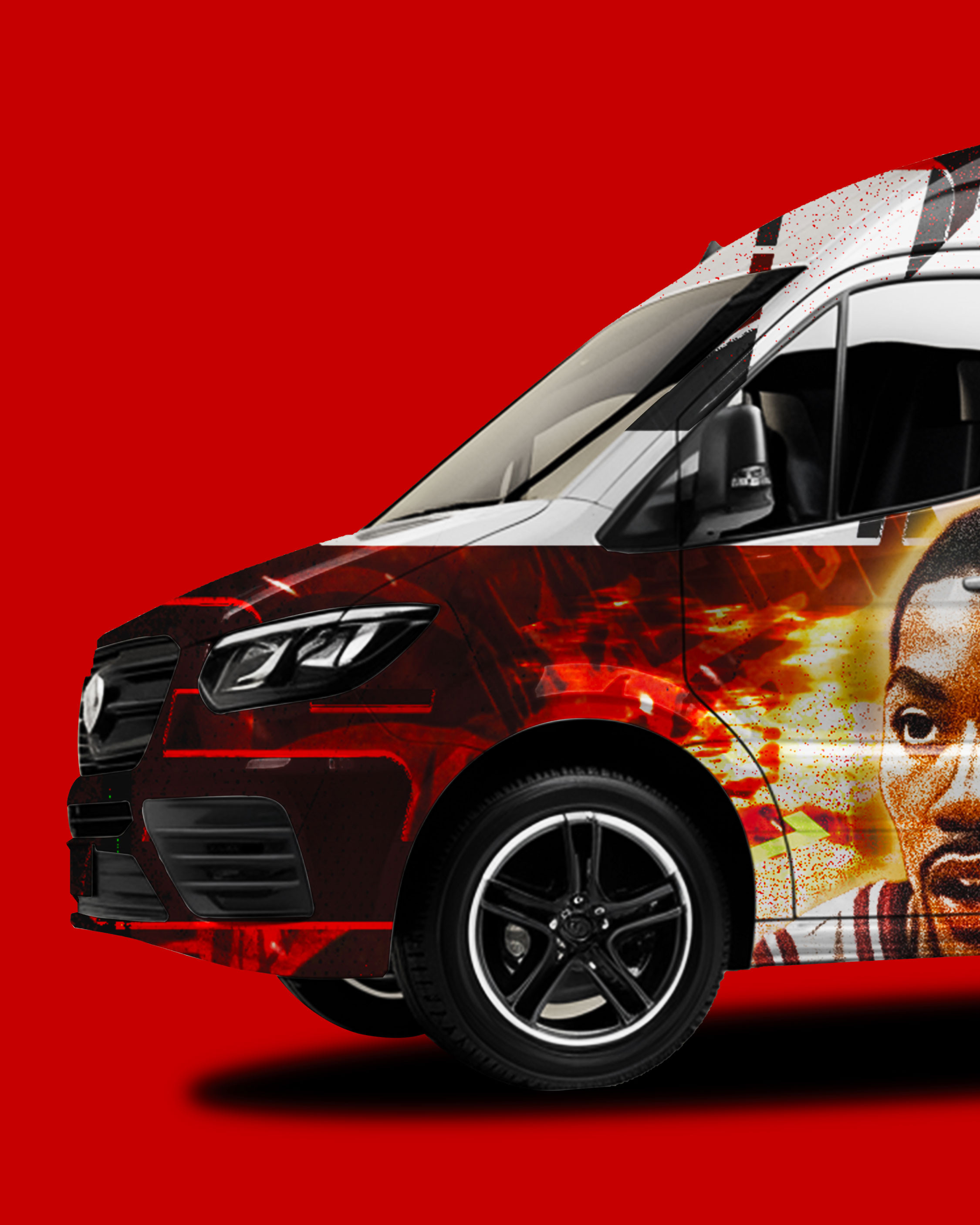 Mobile campaign idea: partial wrap placement for street-level marketing.