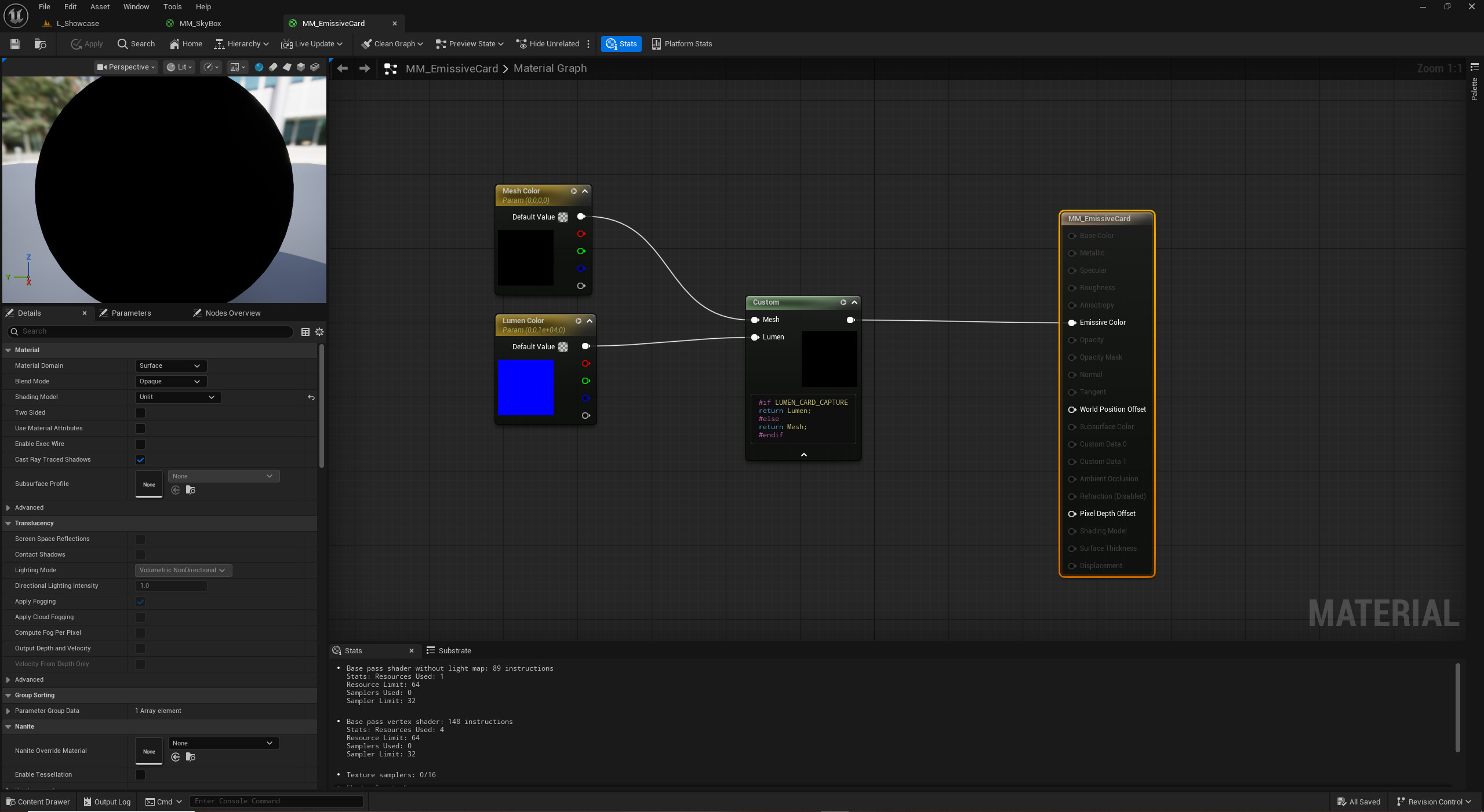 Emissive Card (Material Editor)
