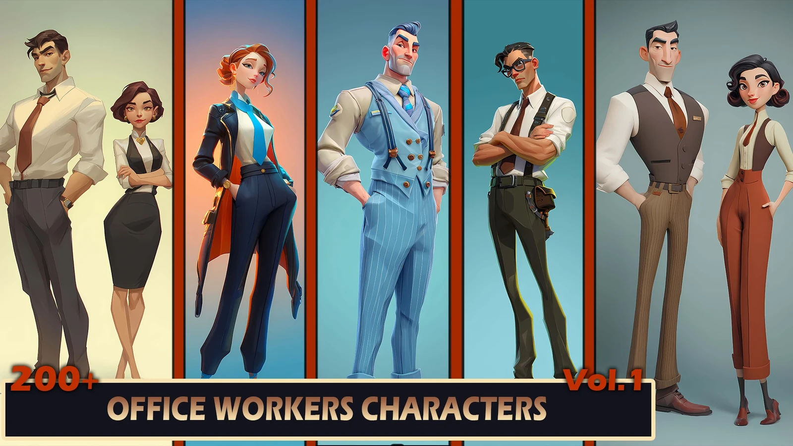 various office workers characters illustrations.