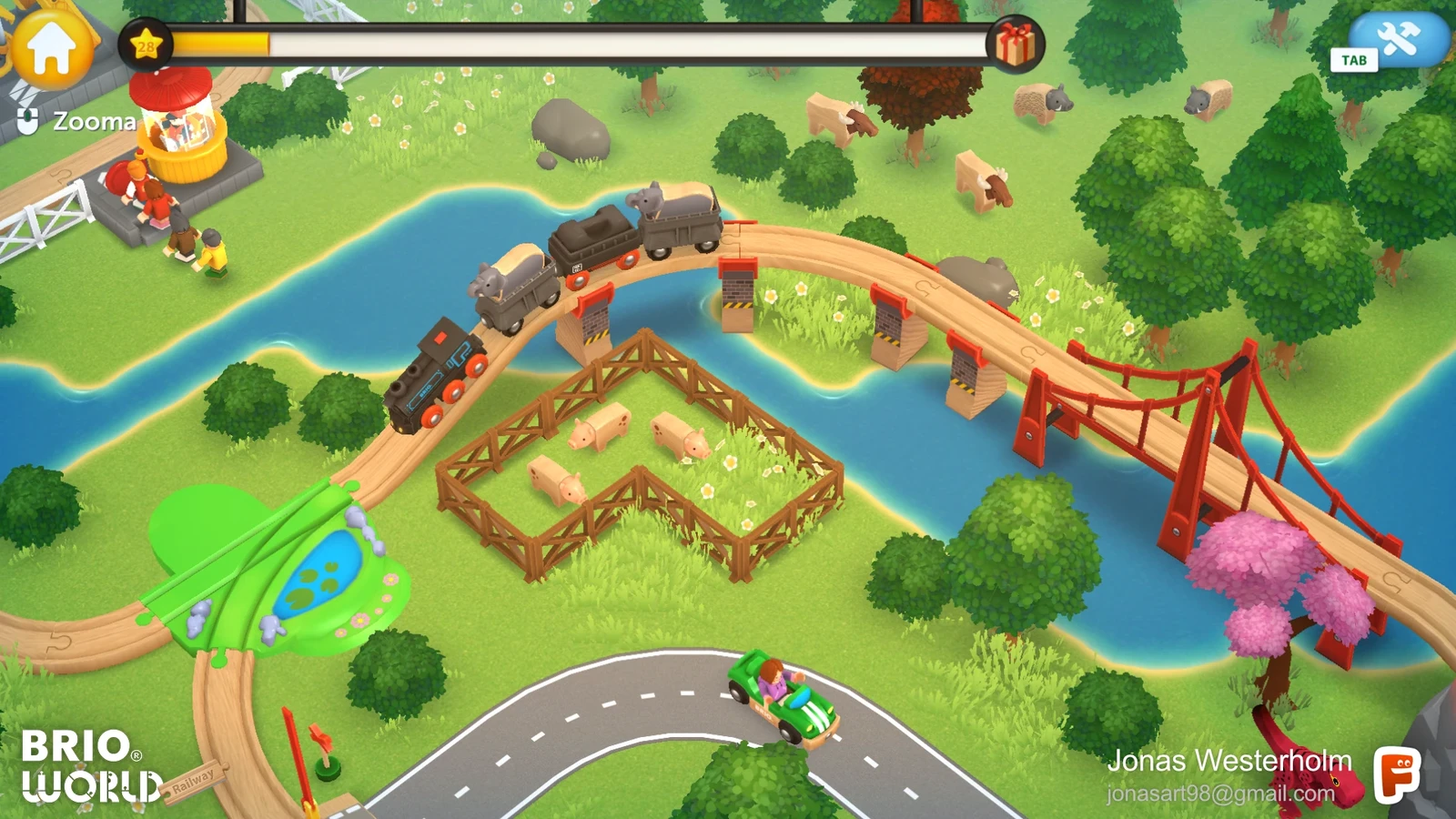 In-game screenshot with the animals.