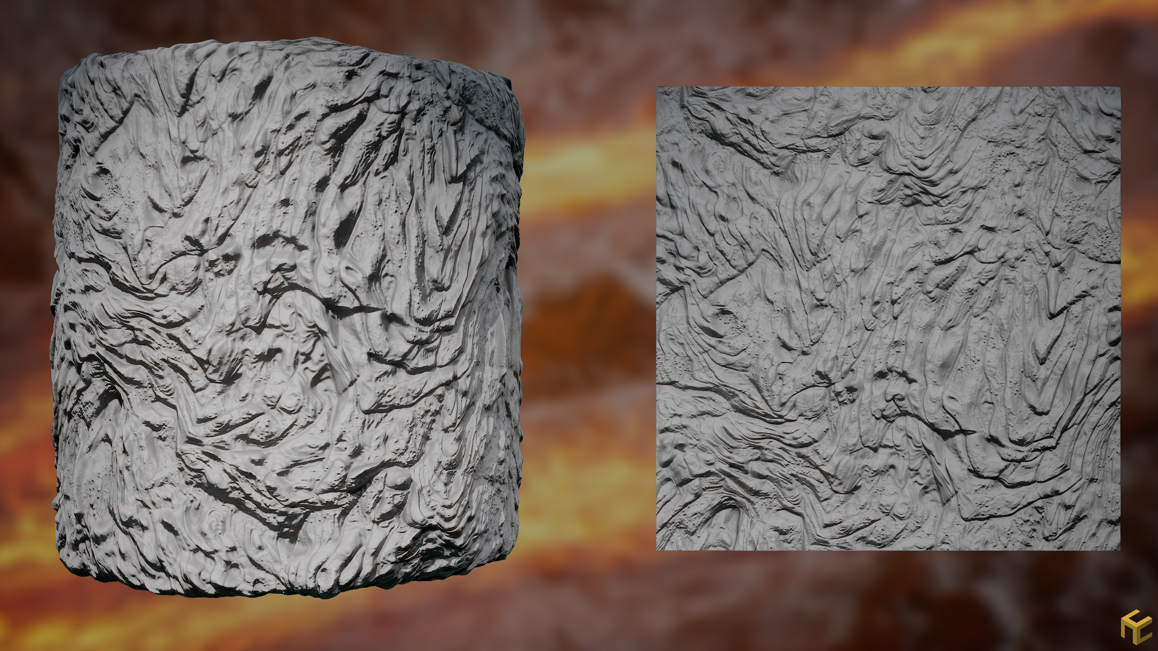 Lava Flow - Clay Render