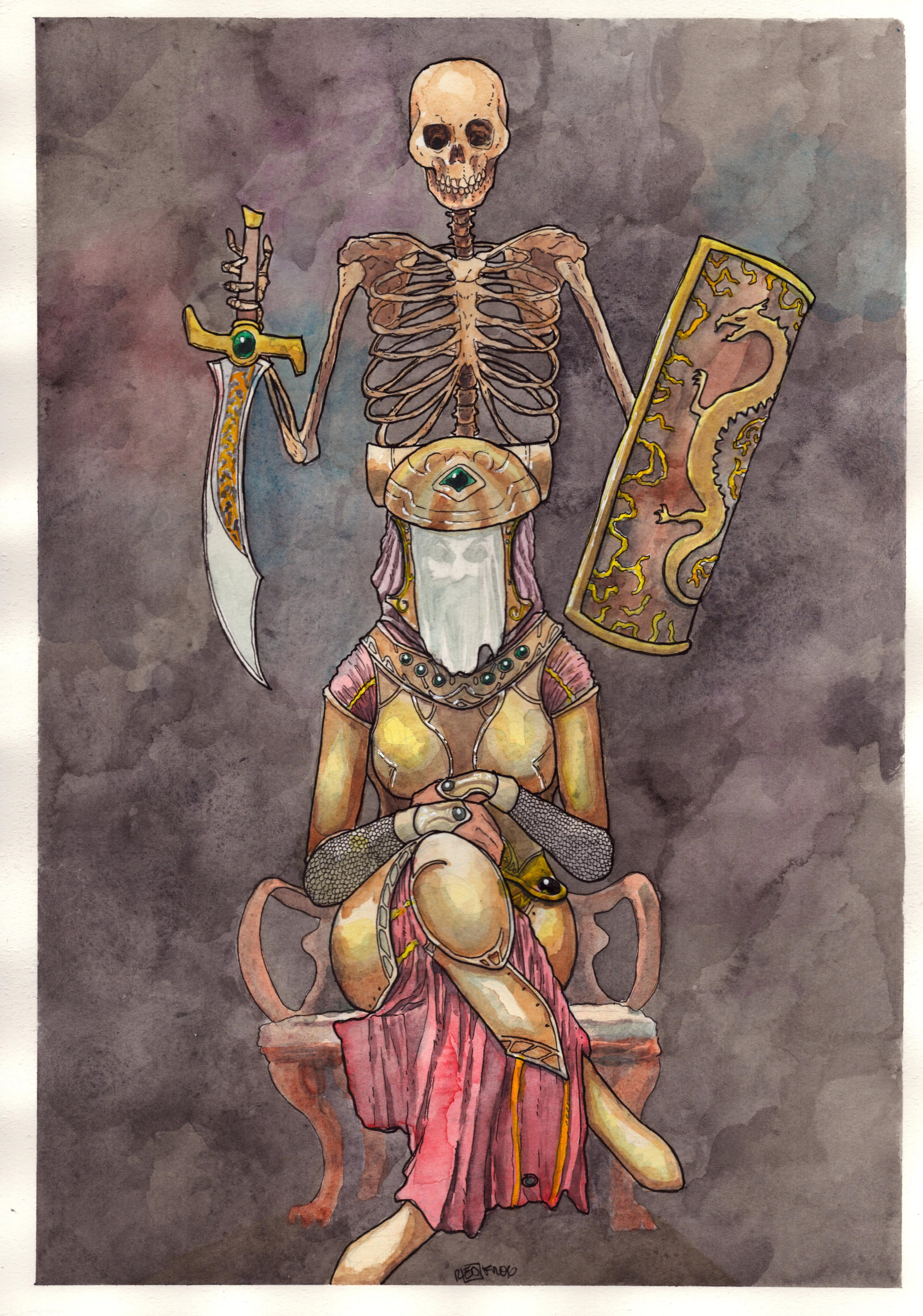 Gouache and ink on paper. 