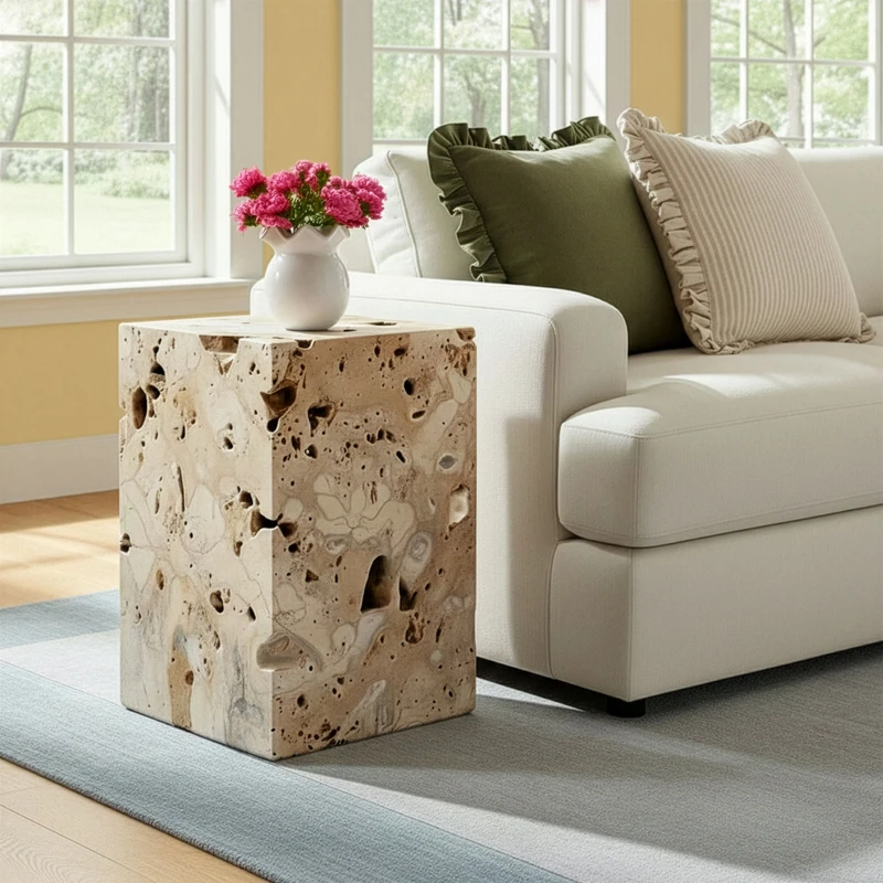 End Table (Modern Stone Base)