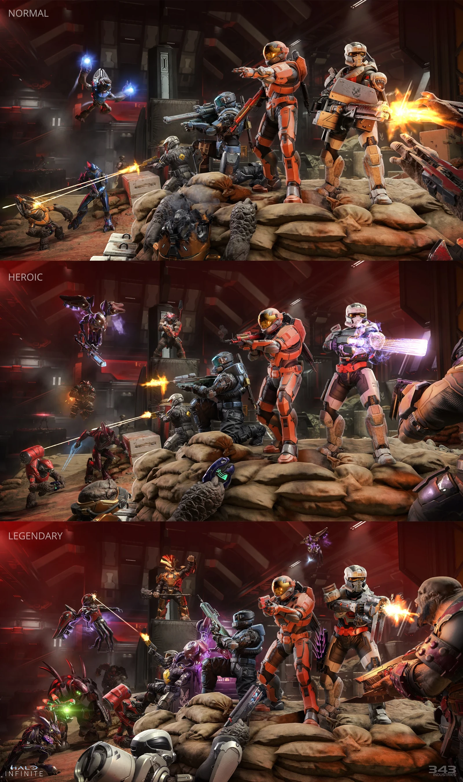 Firefight King Of The Hill. We released three variants of this mode with different difficulties so I made variants of the image to incorporate the escalating challenge of tougher enemies and fewer weapons