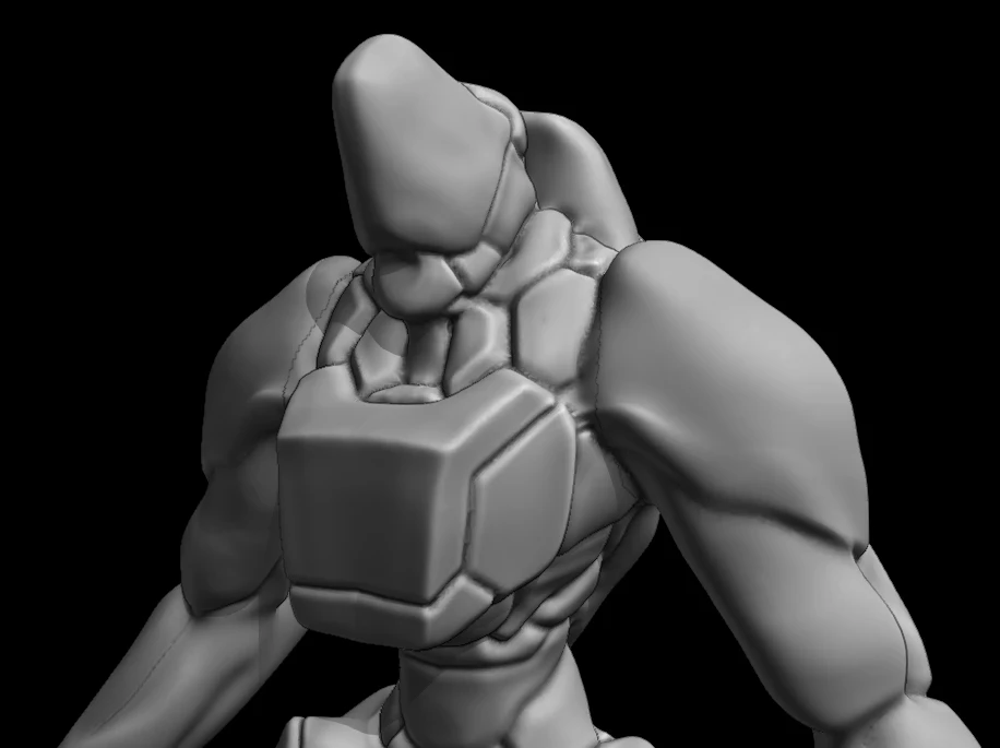 Messy test sculpt I did is in ZBrush to get a feel for his design when I go back a model it.