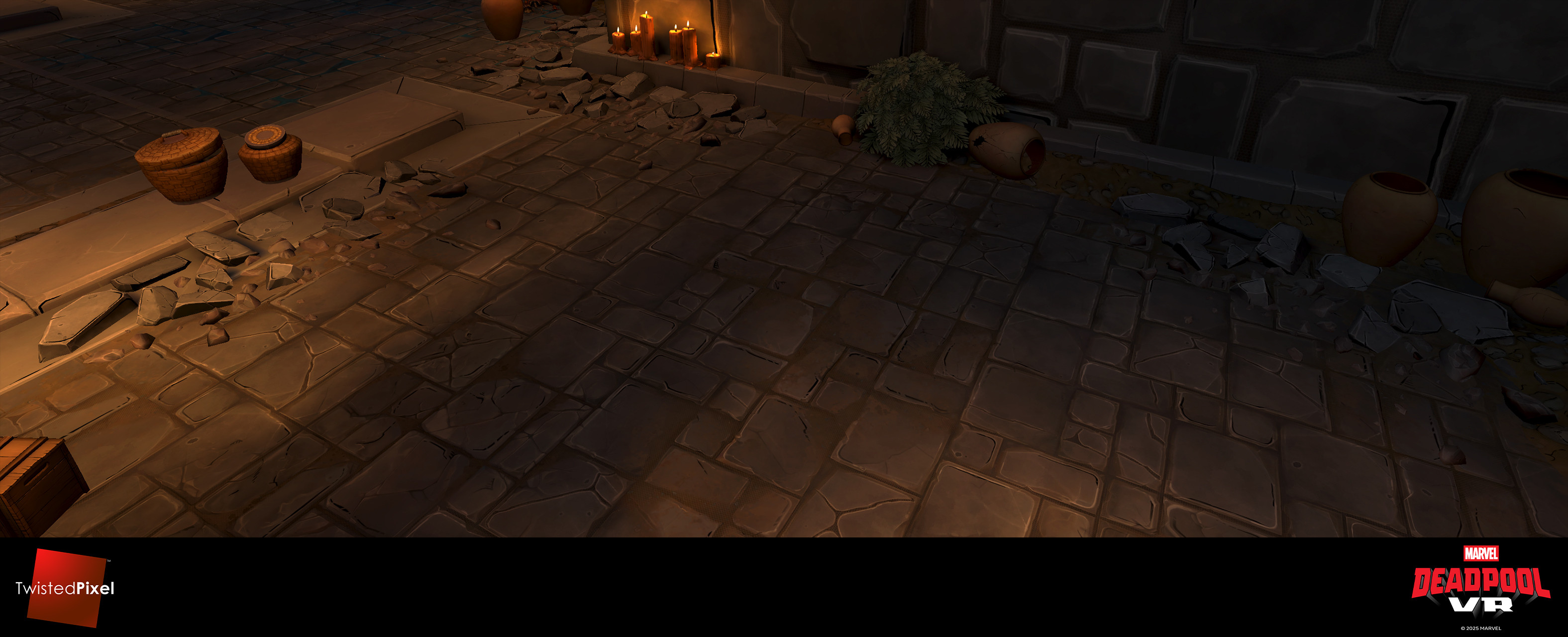 I was responsible for the floor, including trims and debris, and some prop placement