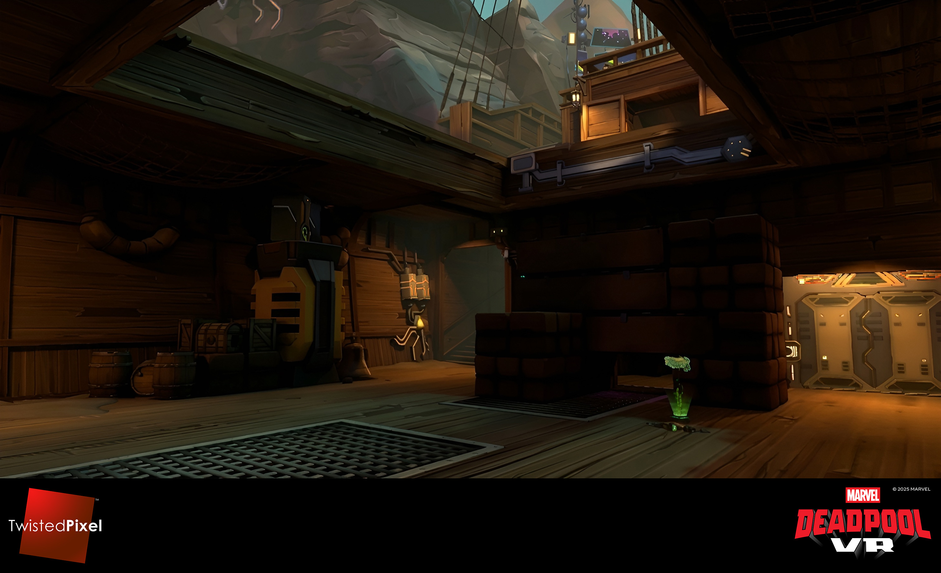 Most of this pirate ship's cargo hold was done by me