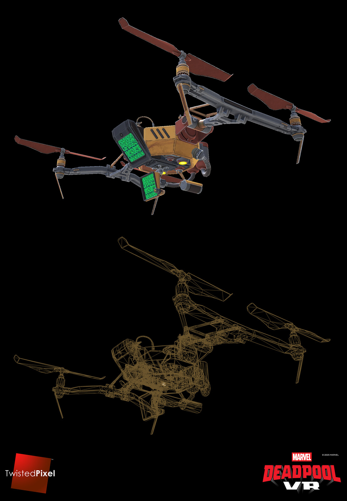 I built this Mojo drone which acts as a grapple point for the player