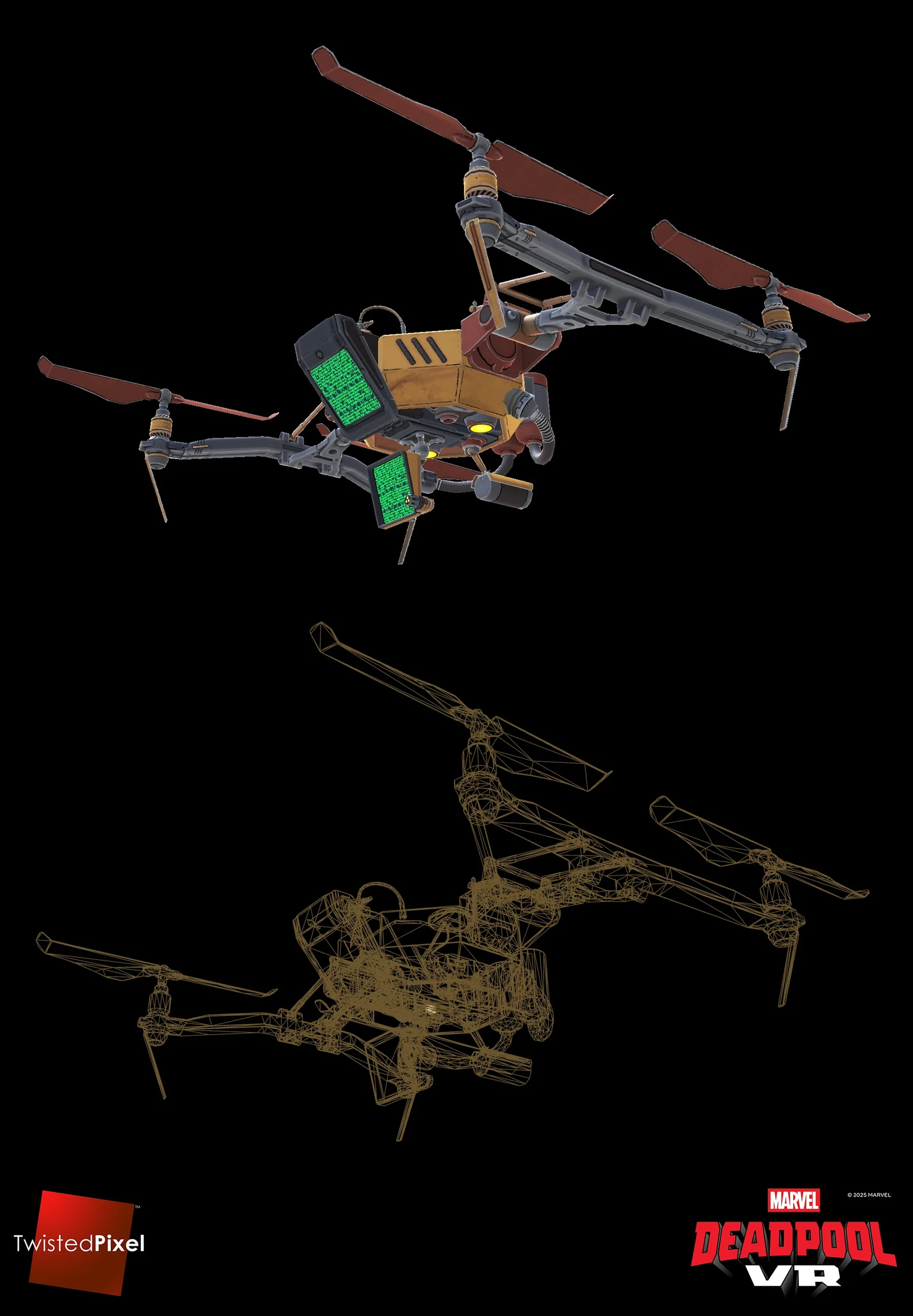 I built this Mojo drone which acts as a grapple point for the player