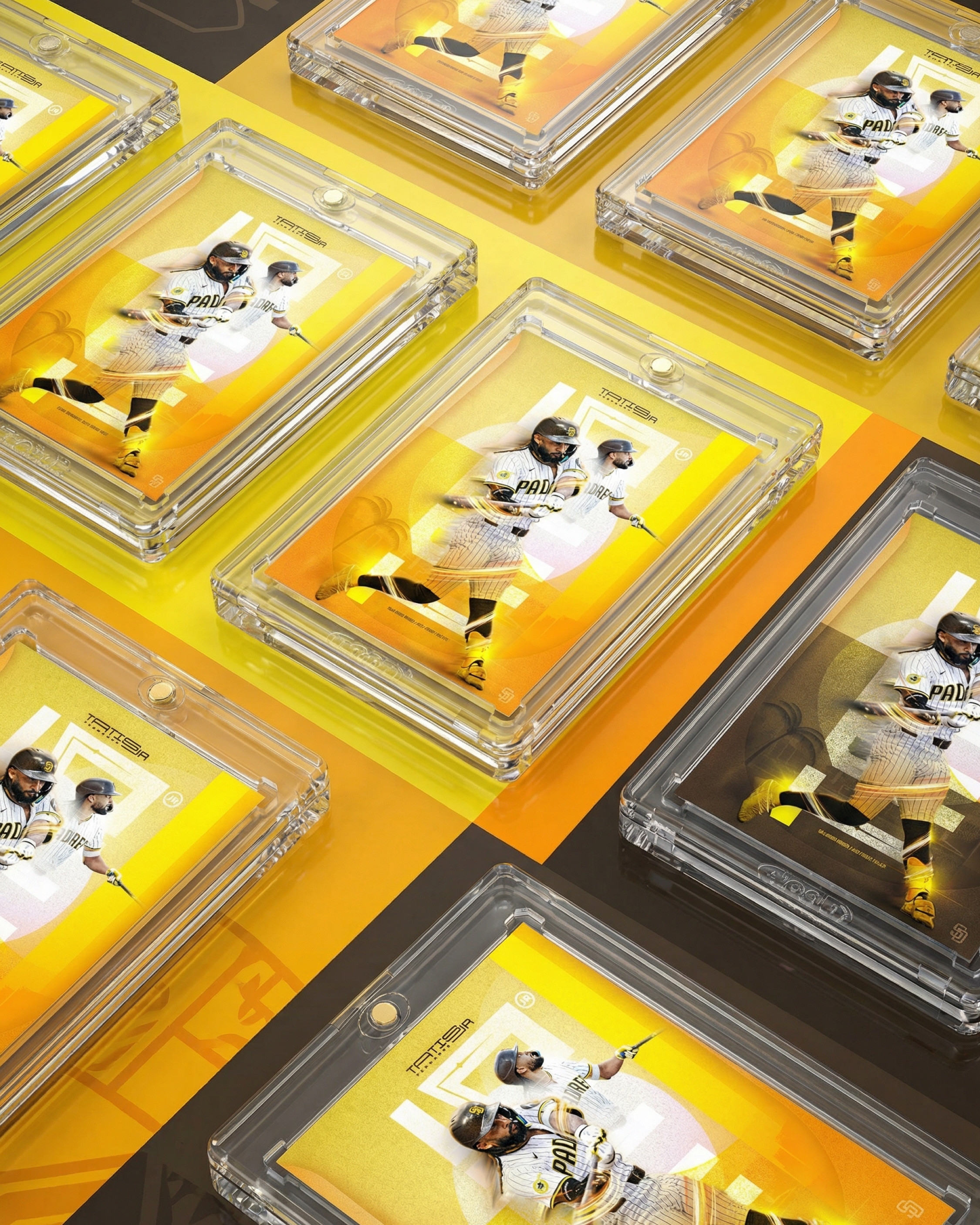 Grid arrangement showing how the card system scales across multiple units while maintaining visual consistency