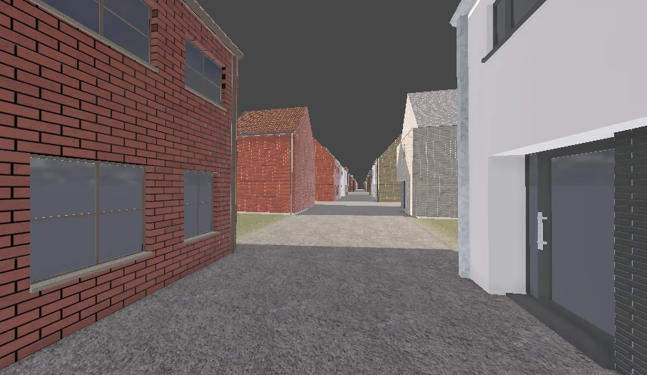 The buildings themselves reuse as many assets as possible alongside low resolution trim textures and low poly models to minimize performance impact in addition to using standard GPU instancing.